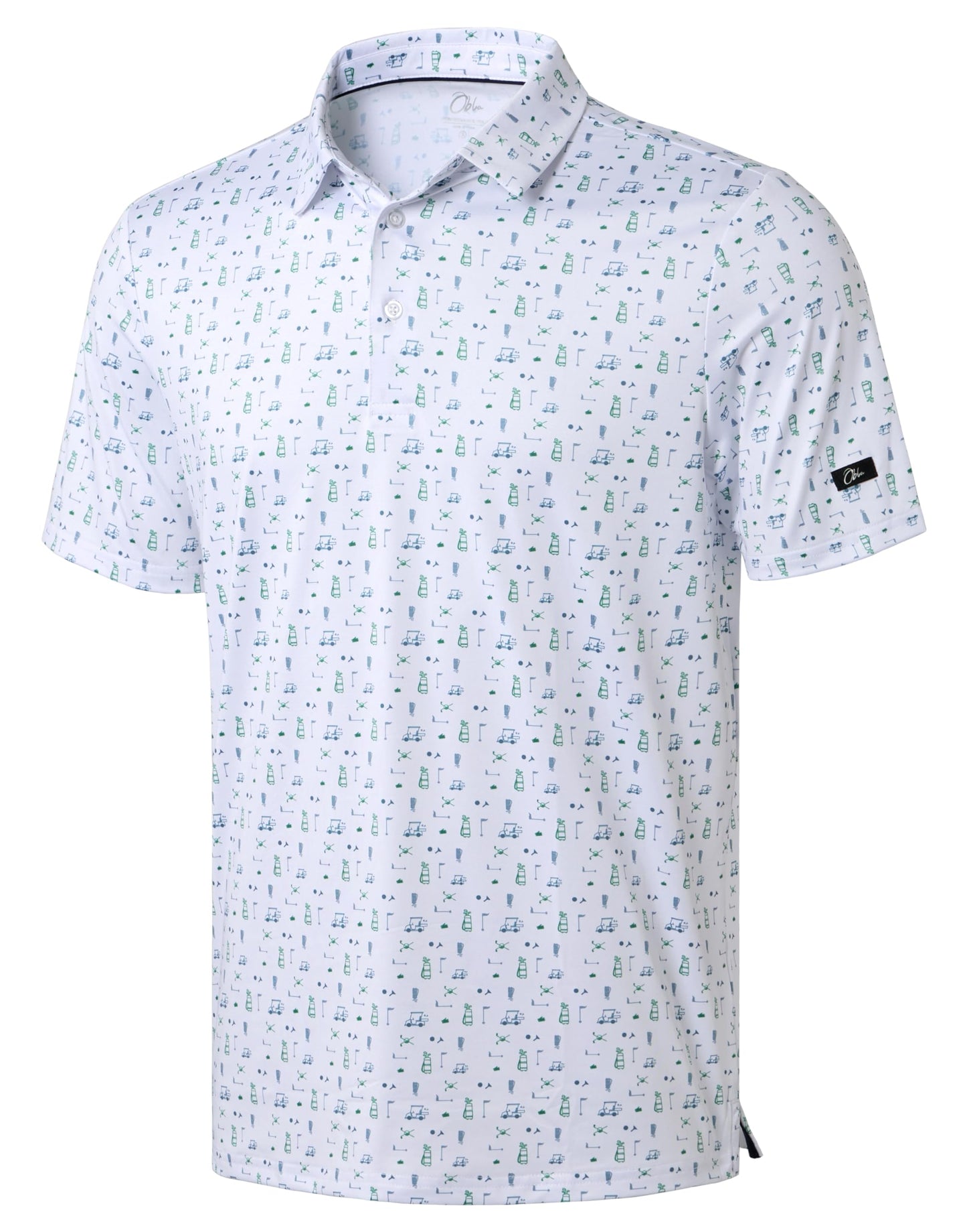 Obla Mens Golf Polo Shirts Short Sleeve Dry Fit Performance Moisture Wicking Casual Print Collared Golf Shirts for Men