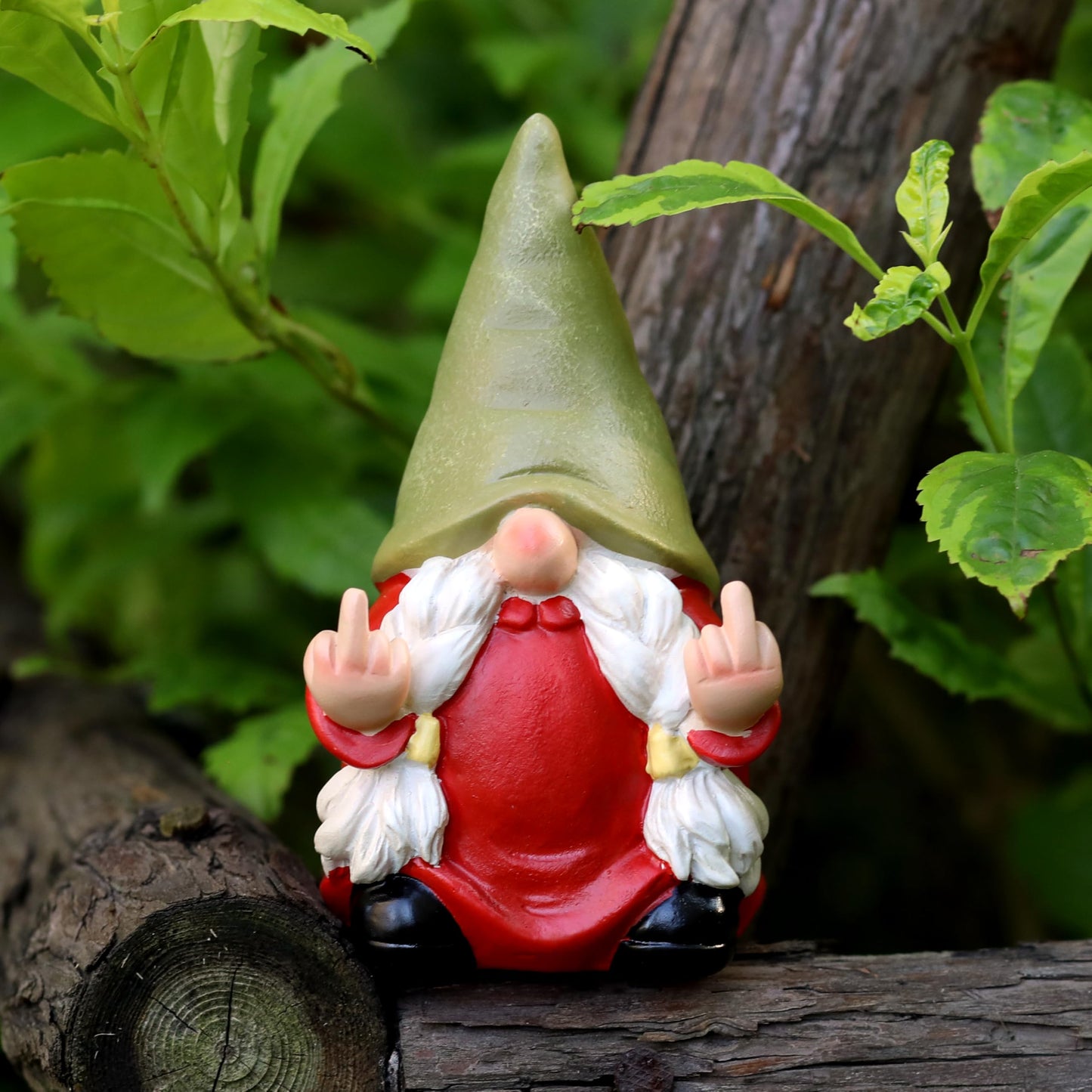 Generic Middle Finger Gnome Statue 7.8in， Naughty Garden Gnome Statue Decoration and Lawn Ornament - Funny Garden Gnomes for Outdoor or Home Decor, Red, WSH004