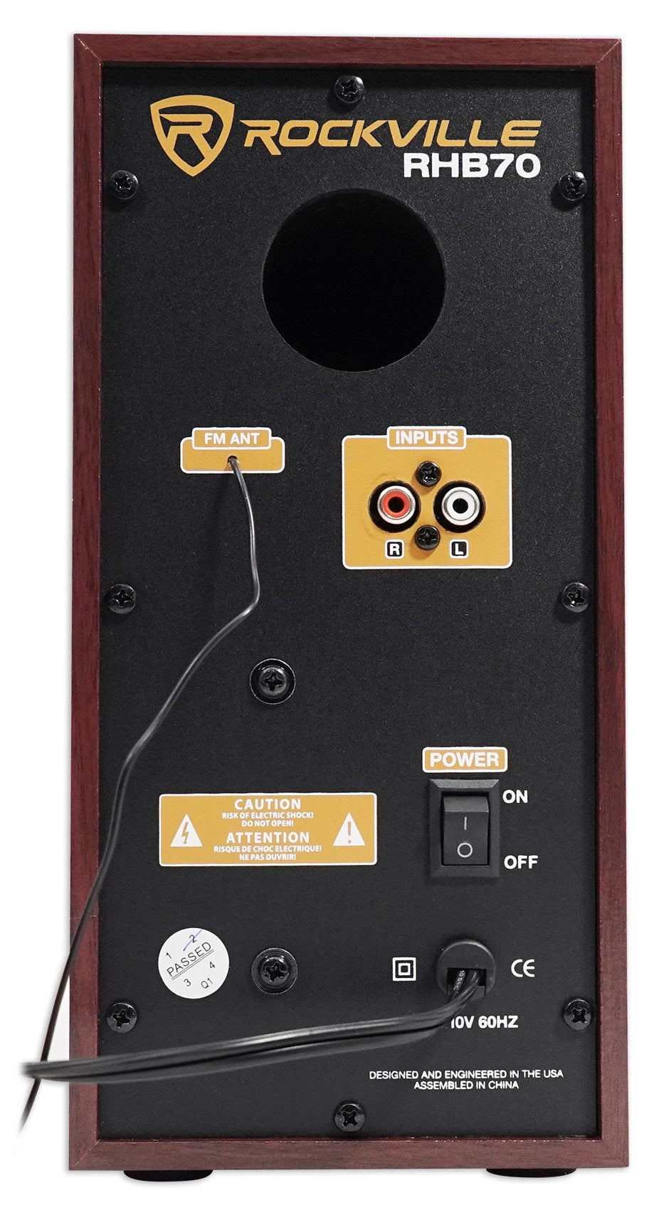 Rockville RHB70 Home Theater Compact Powered Speaker System, Bluetooth/USB/SD/FM, 4" Subwoofer, 2.1 Channel, 100W Peak, Cherry Wood Finish, for Home Entertainment