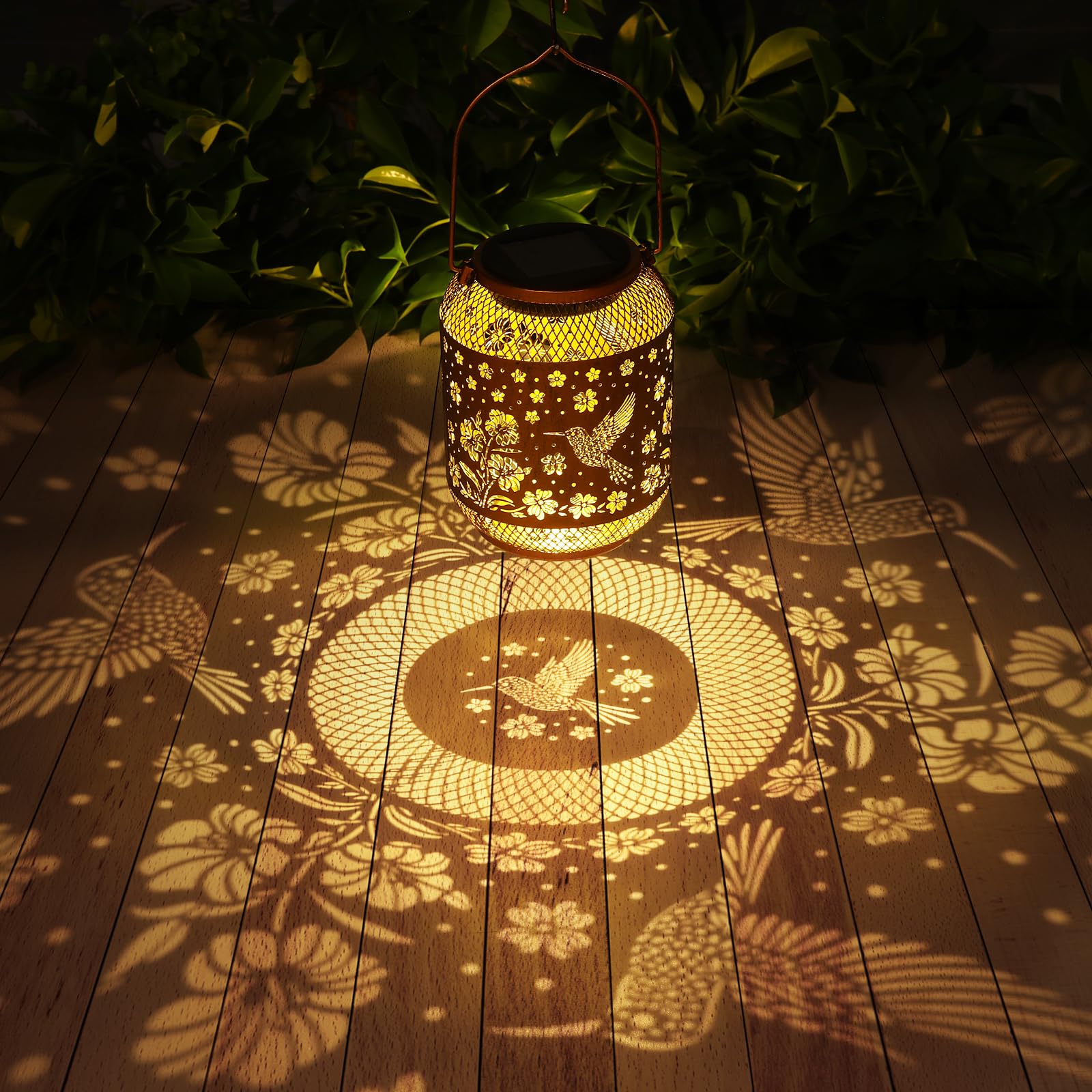 Solar Lanterns Outdoor Waterproof Garden Decor Birthday Gifts for Women Mom Grandma Hanging Solar Lights Metal Solar Decoration Outside for Yard, Patio, Backyard, Porch