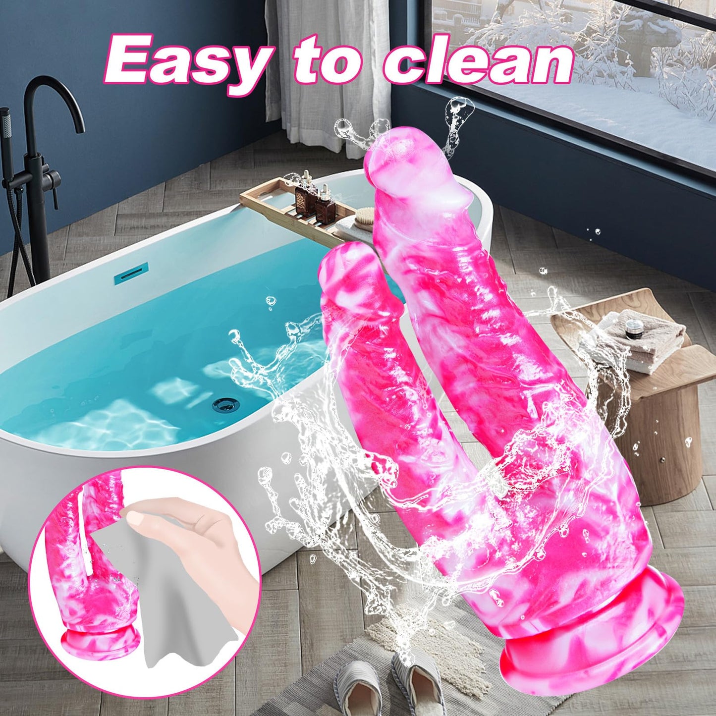 8 Inch Double Headed G-Spot Anal Dildo for Beginner, 7" Soft Silicone Realistic Shower Double Ended Sided Dildo