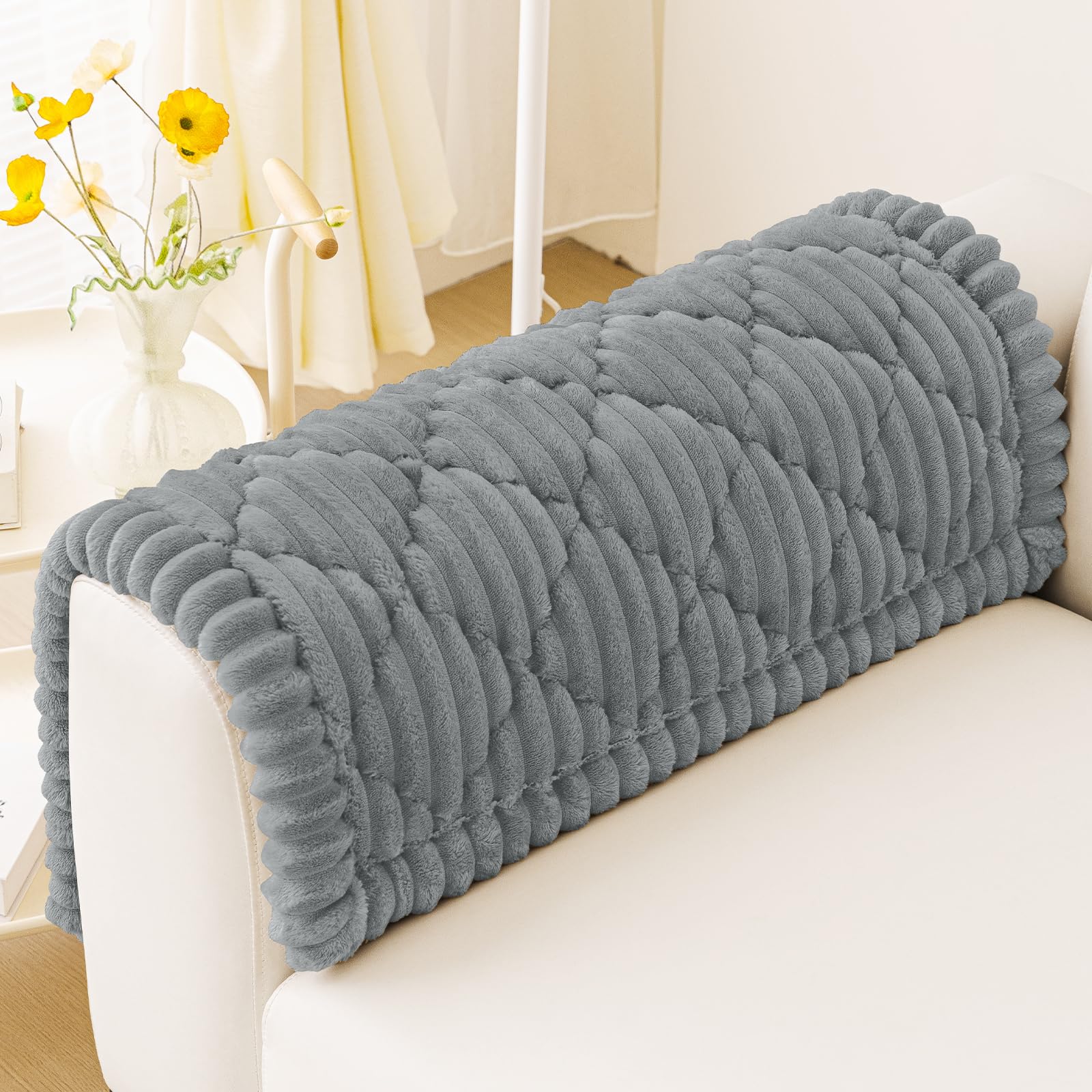 Smiry Pet Couch Covers for Dogs Washable, Non-Slip Fuzzy Couch Covers for 3 Cushion Sofa Pet Friendly, Soft Thick Furniture Protector Sofa Slipcover Mat for Dogs