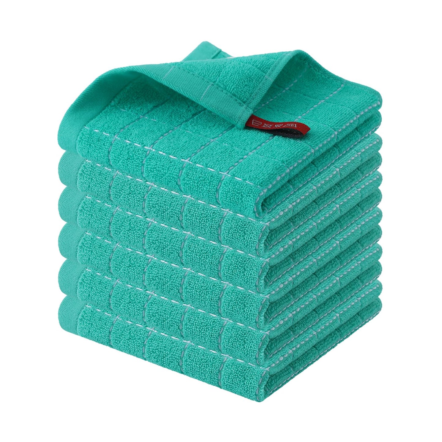 Homaxy 100% Cotton Terrycloth Check Design Dish Cloths & Dish Towels, Soft and Absorbent, Perfect for Kitchen Drying and Washing