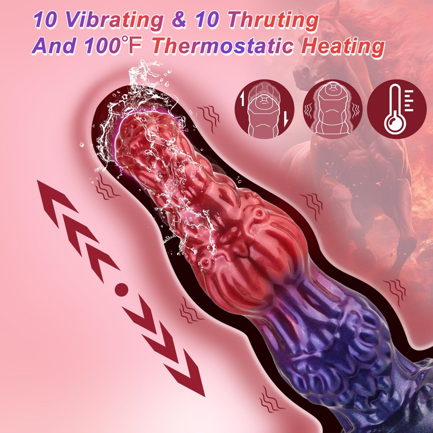 Thrusting Dildo Monster Huge Dildo Vibrator, Adult Sex Toys for Women with Strong Suction Cup, Remote Control Heated Anal G Spot Dildo