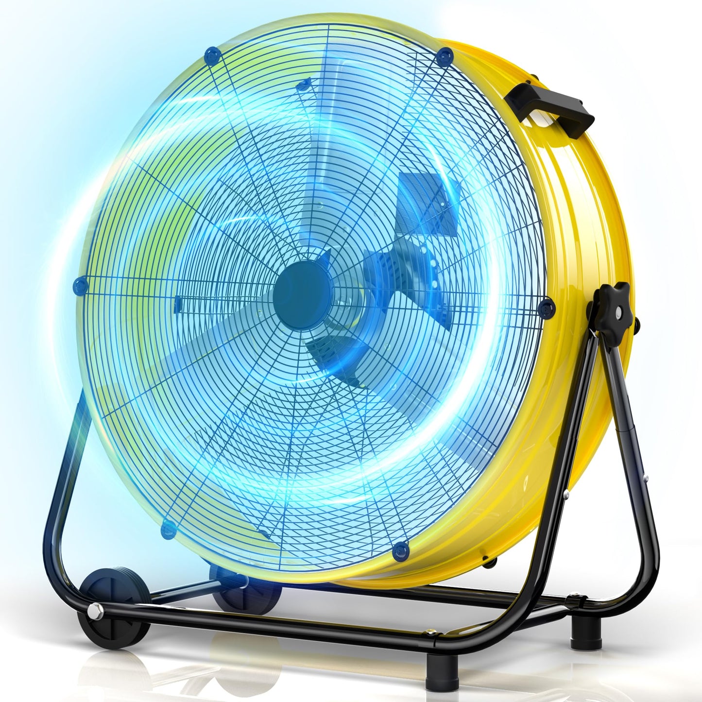 MEPTY High Velocity Industrial Drum Fan, 3 Speed Floor Fan Heavy Duty Metal Air Circulator for Warehouse, Workshops, Garage, Factory, Commercial Outdoor Use