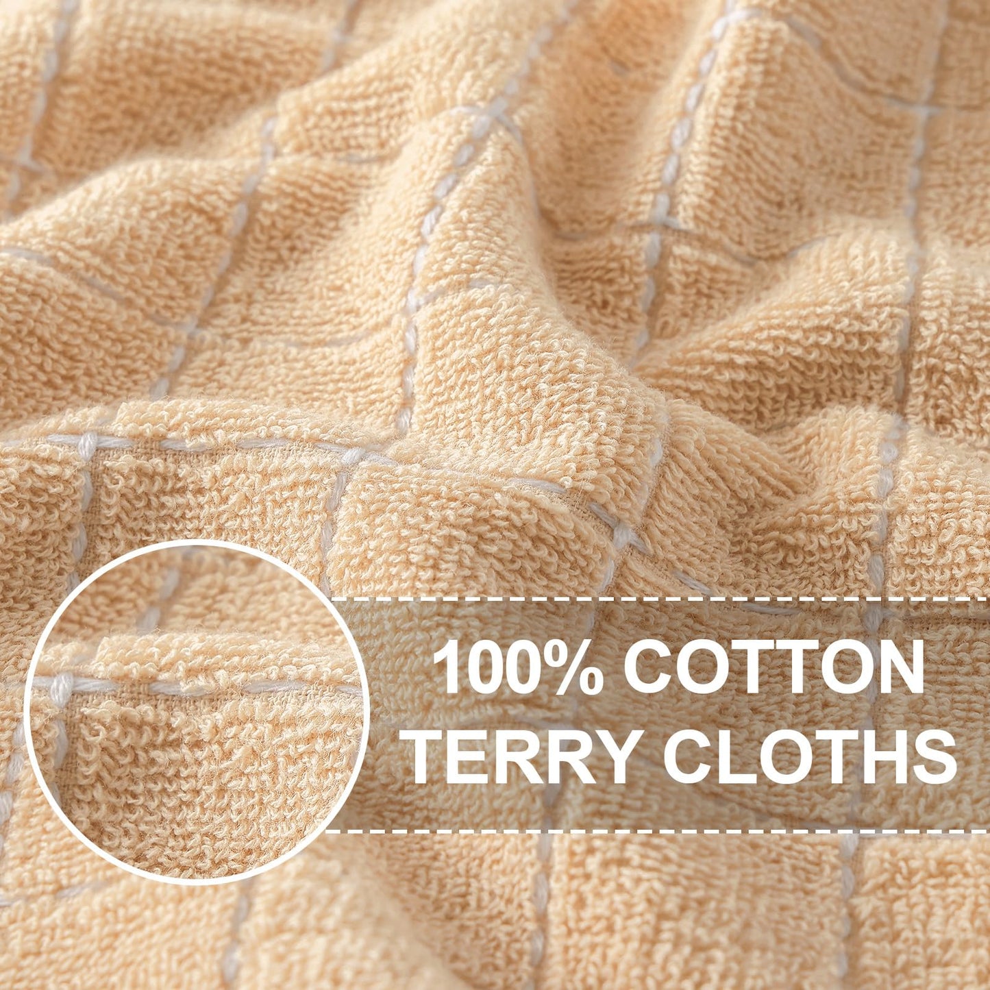Homaxy 100% Cotton Terrycloth Check Design Dish Cloths & Dish Towels, Soft and Absorbent, Perfect for Kitchen Drying and Washing
