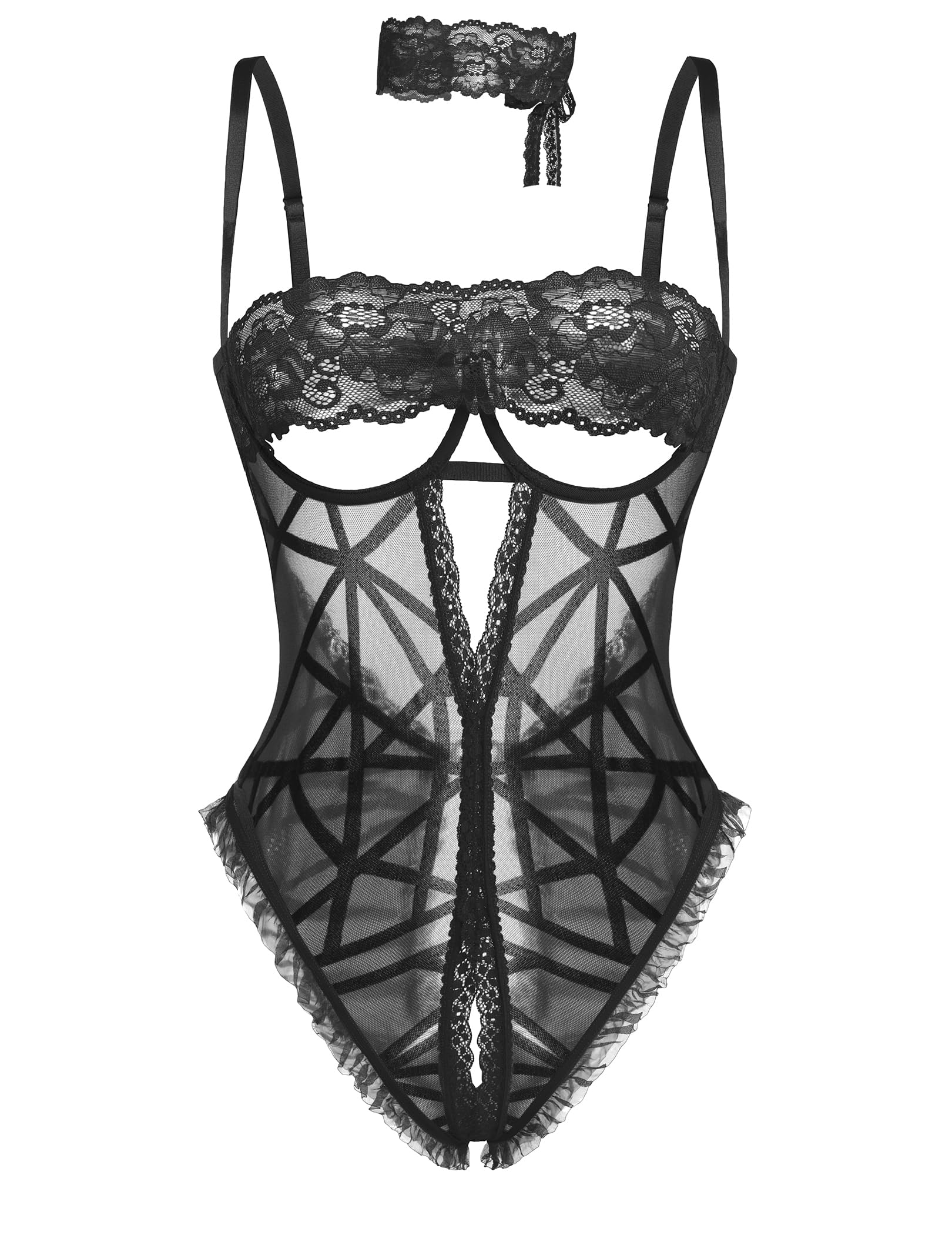 Avidlove Sexy Lingerie for Women Lace V Neck Teddy Lingerie One Piece Mini Bodysuit Exotic BabyDoll