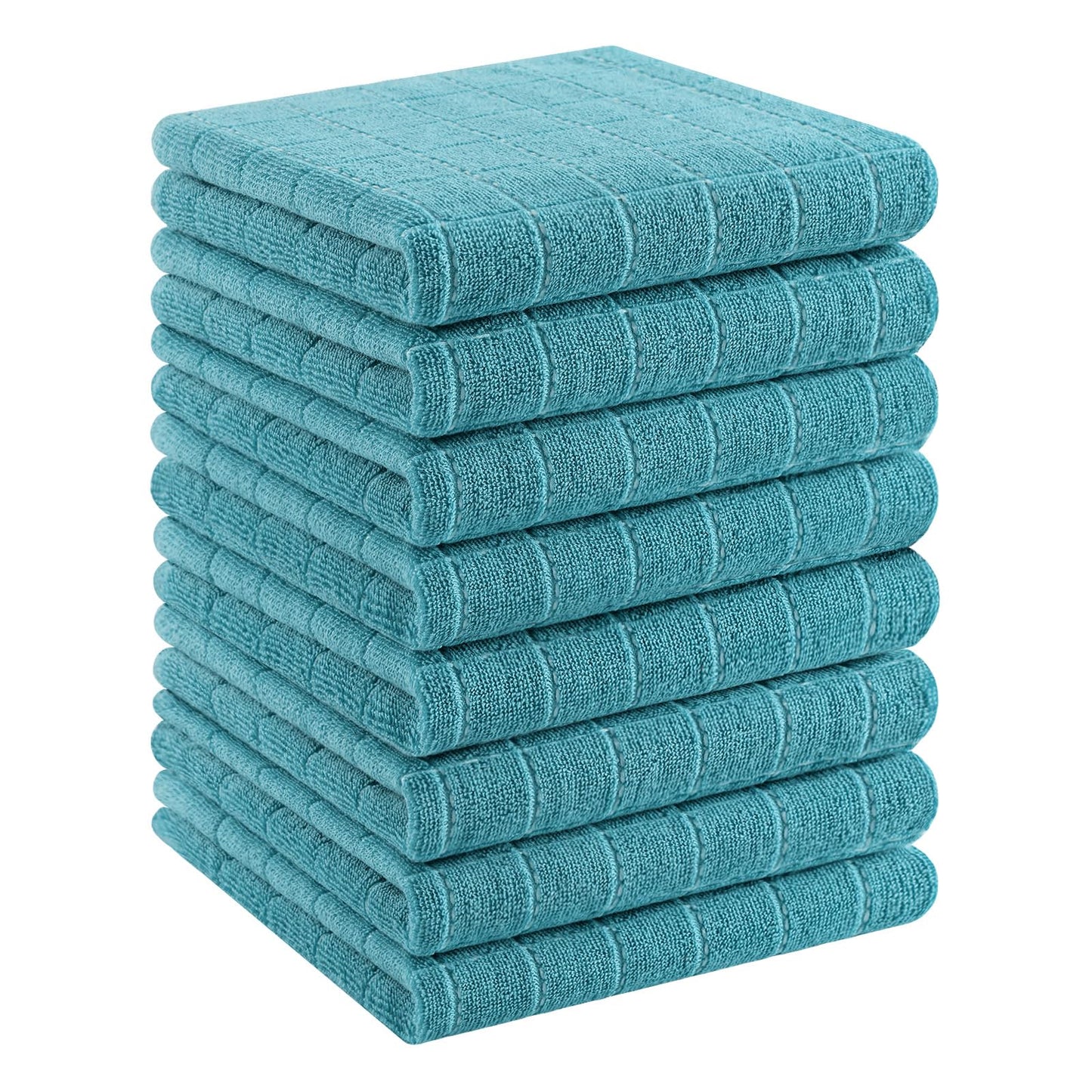 Homaxy 100% Cotton Terrycloth Check Design Dish Cloths & Dish Towels, Soft and Absorbent, Perfect for Kitchen Drying and Washing