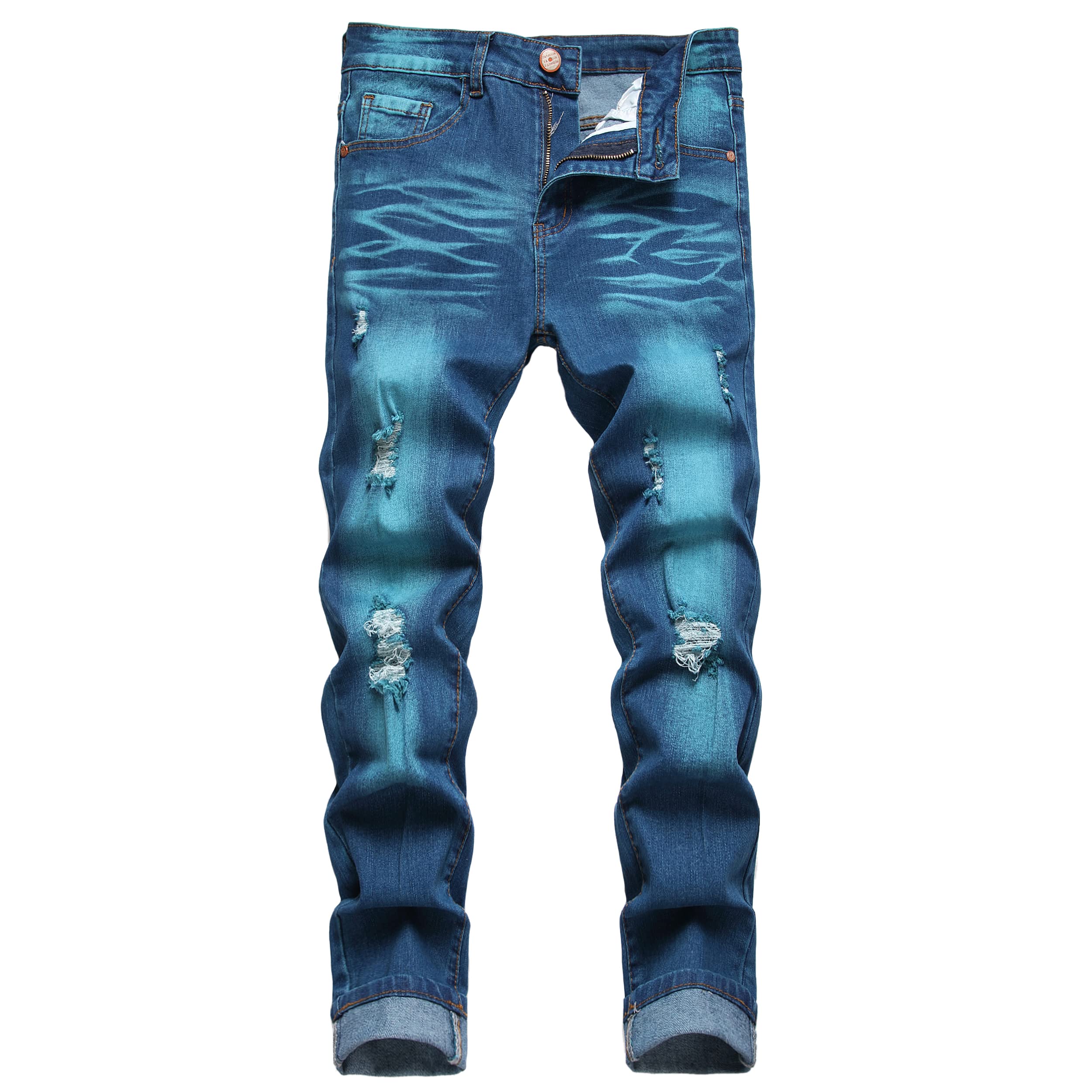 JUNBAOSS Men's Slim Fit Jeans Stretch Ripped Skinny Jeans for Men, Fashion Straight Leg Comfort Flex Waist Casual Pants