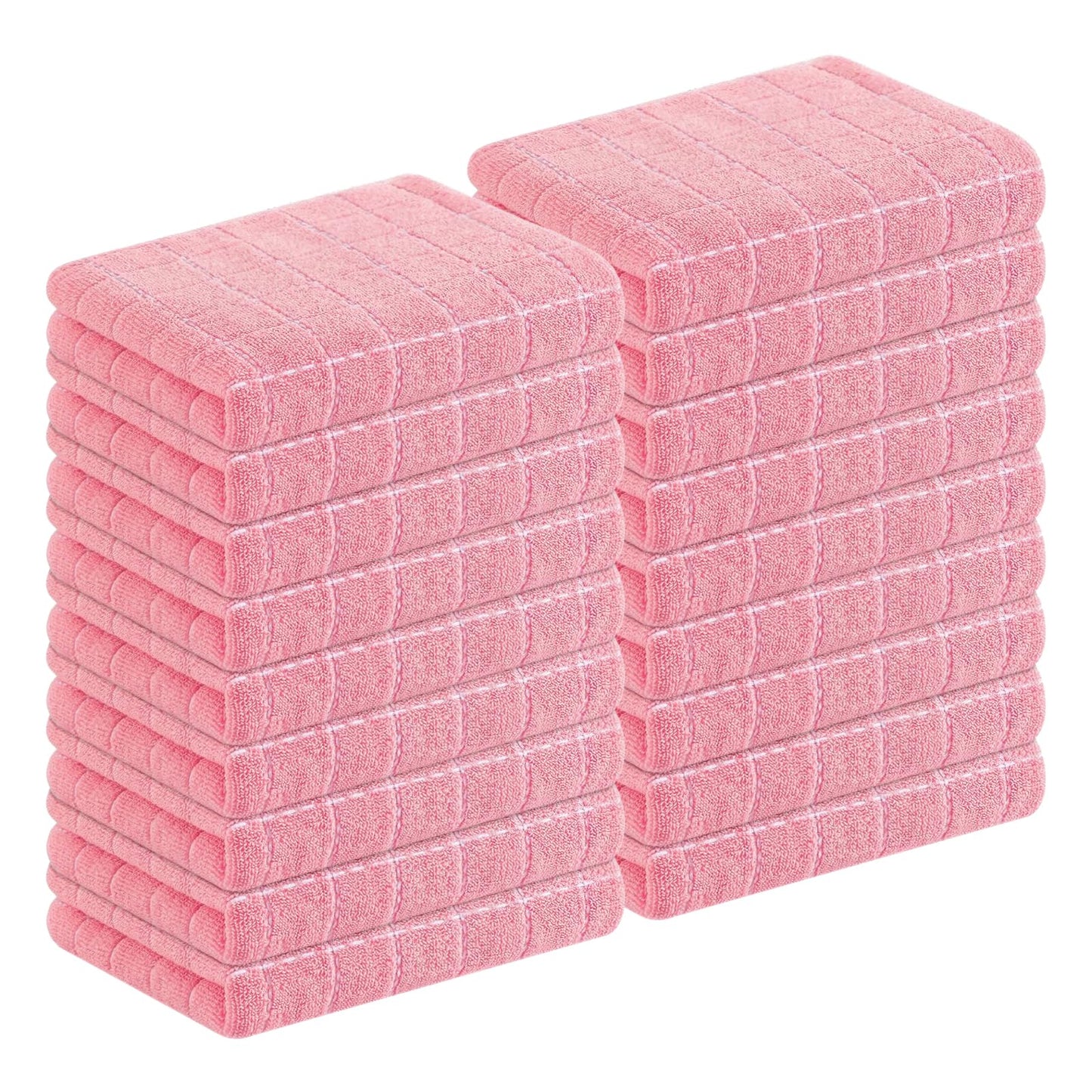 Homaxy 100% Cotton Terrycloth Check Design Dish Cloths & Dish Towels, Soft and Absorbent, Perfect for Kitchen Drying and Washing