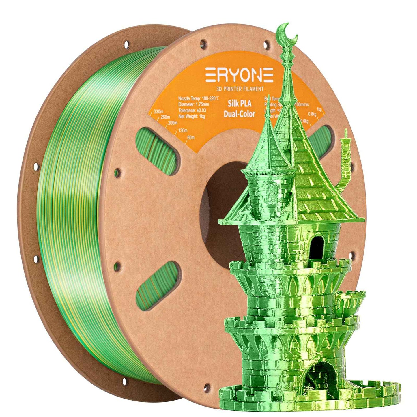 ERYONE Silk Color PLA Filament 3D Printer 1.75mm +/- 0.03mm, Filament PLA Cardboard Spool