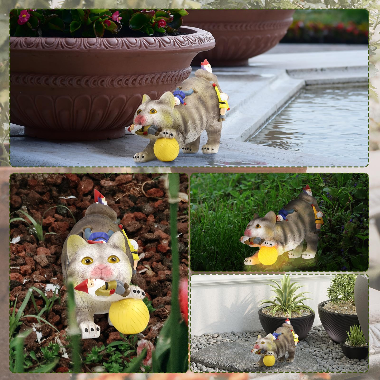 Solar Garden Statues Outdoor Decor - Solar Garden Gnomes Outdoor Statues - Solar Gilrs Gnomes Decorations for Outside - Large Welcome Garden Gnomes Figurine - Unique Birthday Housewarming Gifts
