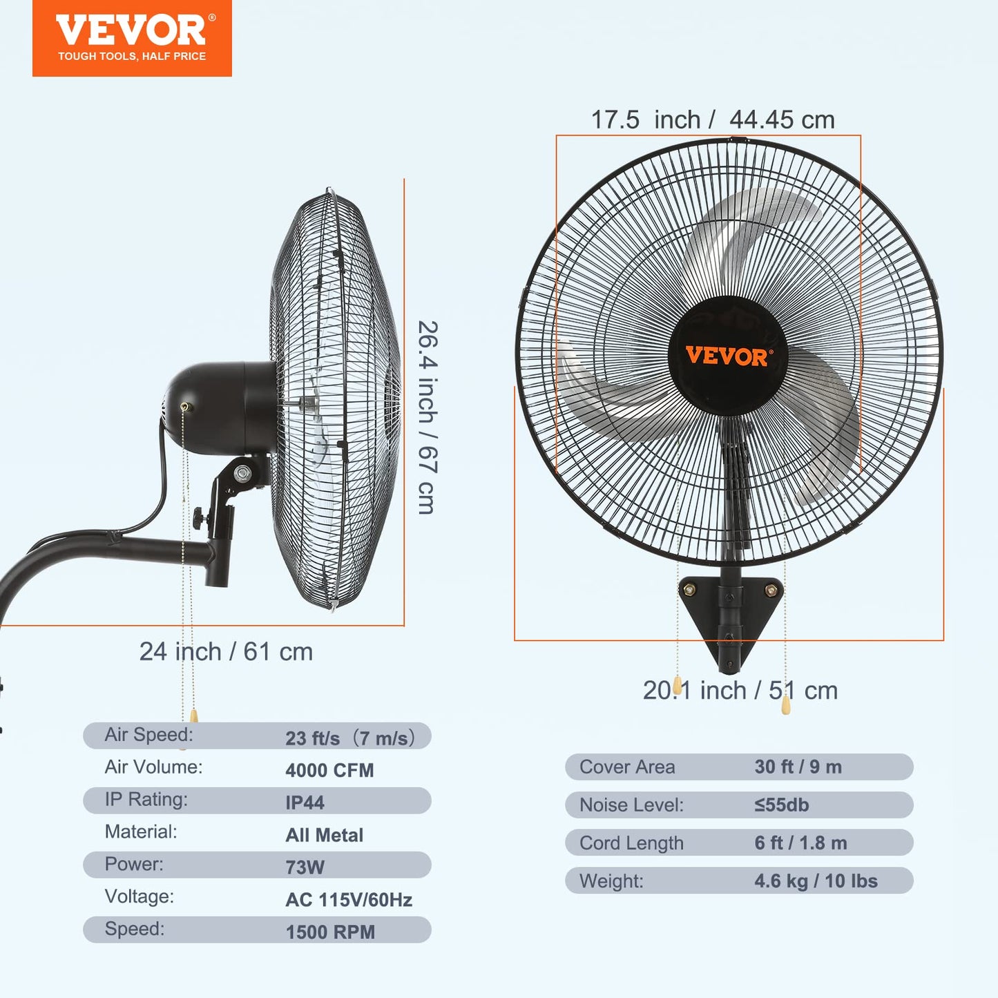 VEVOR Industrial Wall Mount Fan