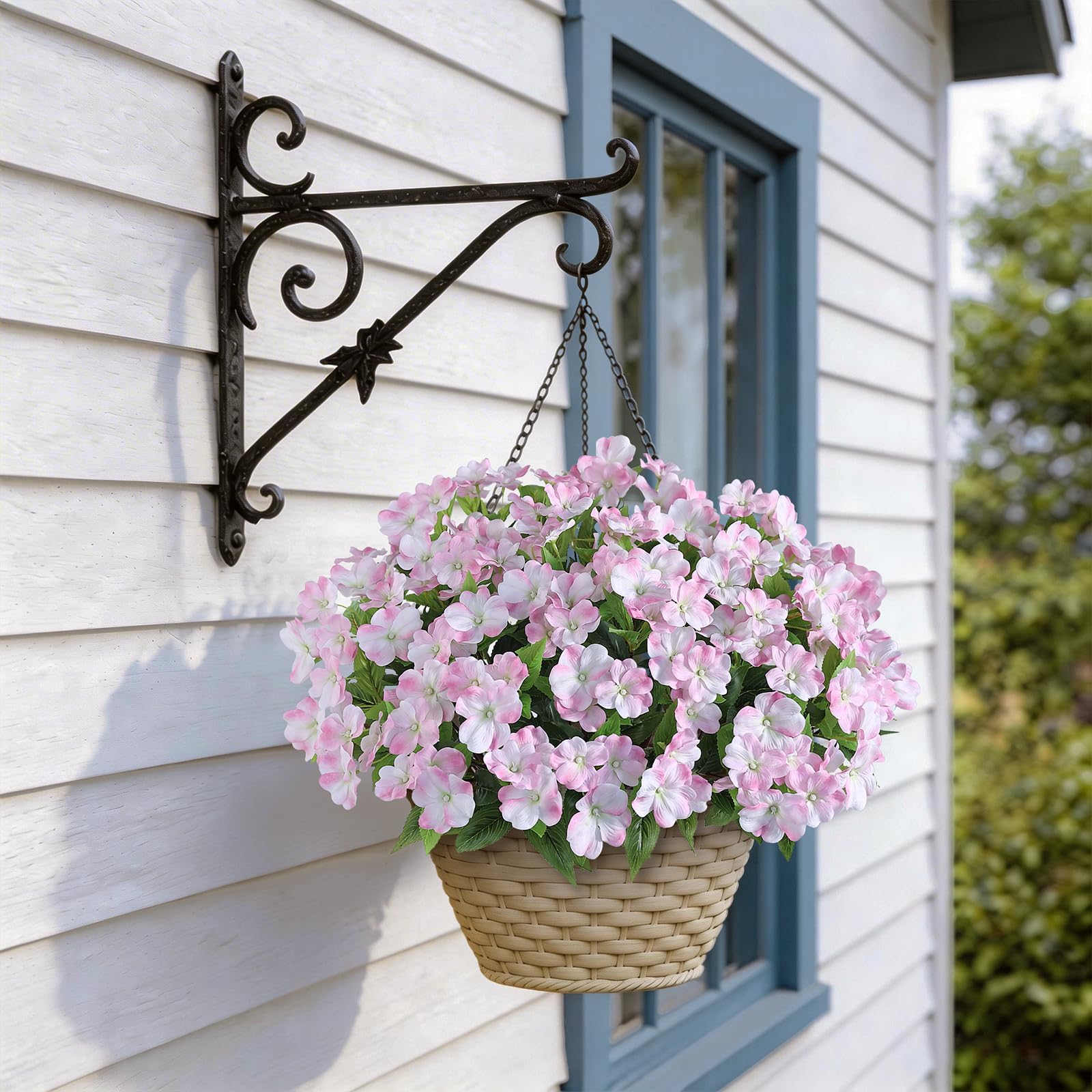 YXZZWL Artificial Impatiens for Outdoor Spring Summer Decor, No Fade Silk Fake Flowers, UV-Resistant Faux Plants for Garden Porch Home Farmhouse Decoration