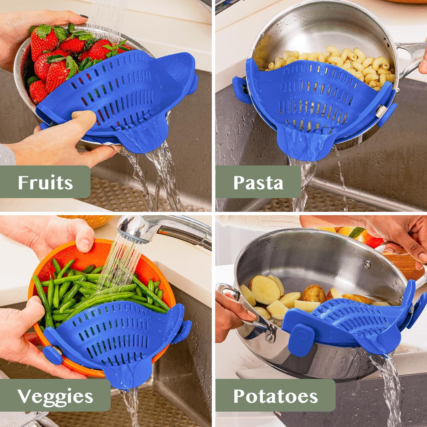 Kitchen Gizmo Collapsible Rice Strainer - Silicone Rice Washer Strainer Bowl - BPA Free