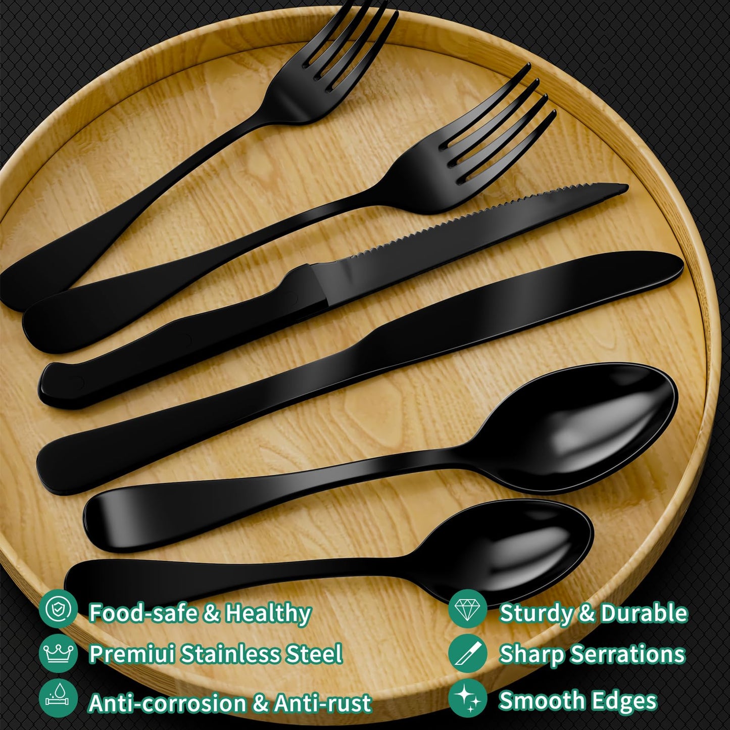 49-Piece Silverware Set with Organizer, Stainless Steel Flatware Utensils Set for 8, Forks and Spoons Silverware Set Cutlery Set with Steak Knives, Dishwasher Safe