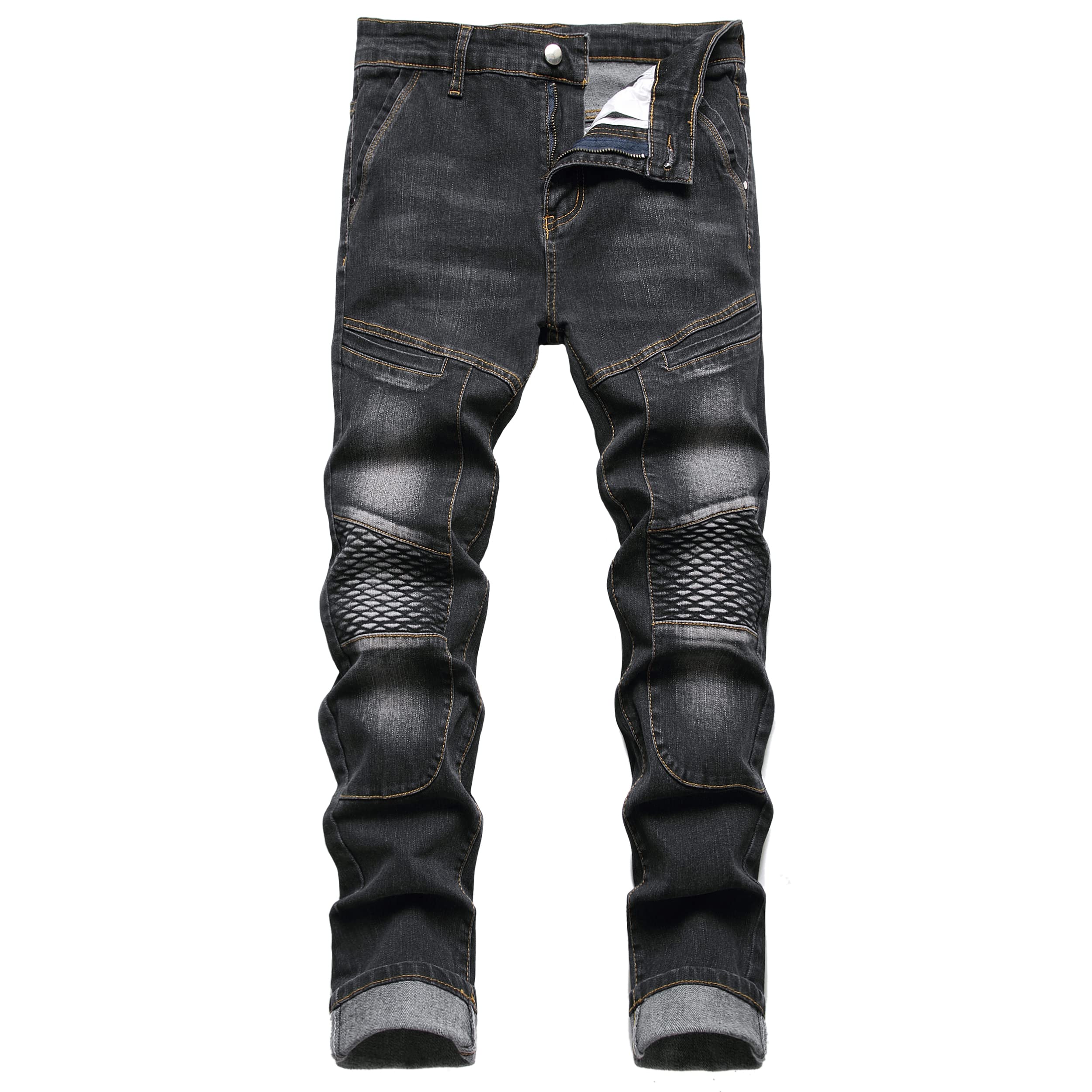 JUNBAOSS Men's Slim Fit Stretch Jeans Ripped Skinny Jeans for Men, Distressed Straight Leg Fashion Comfort Flex Waist Pants