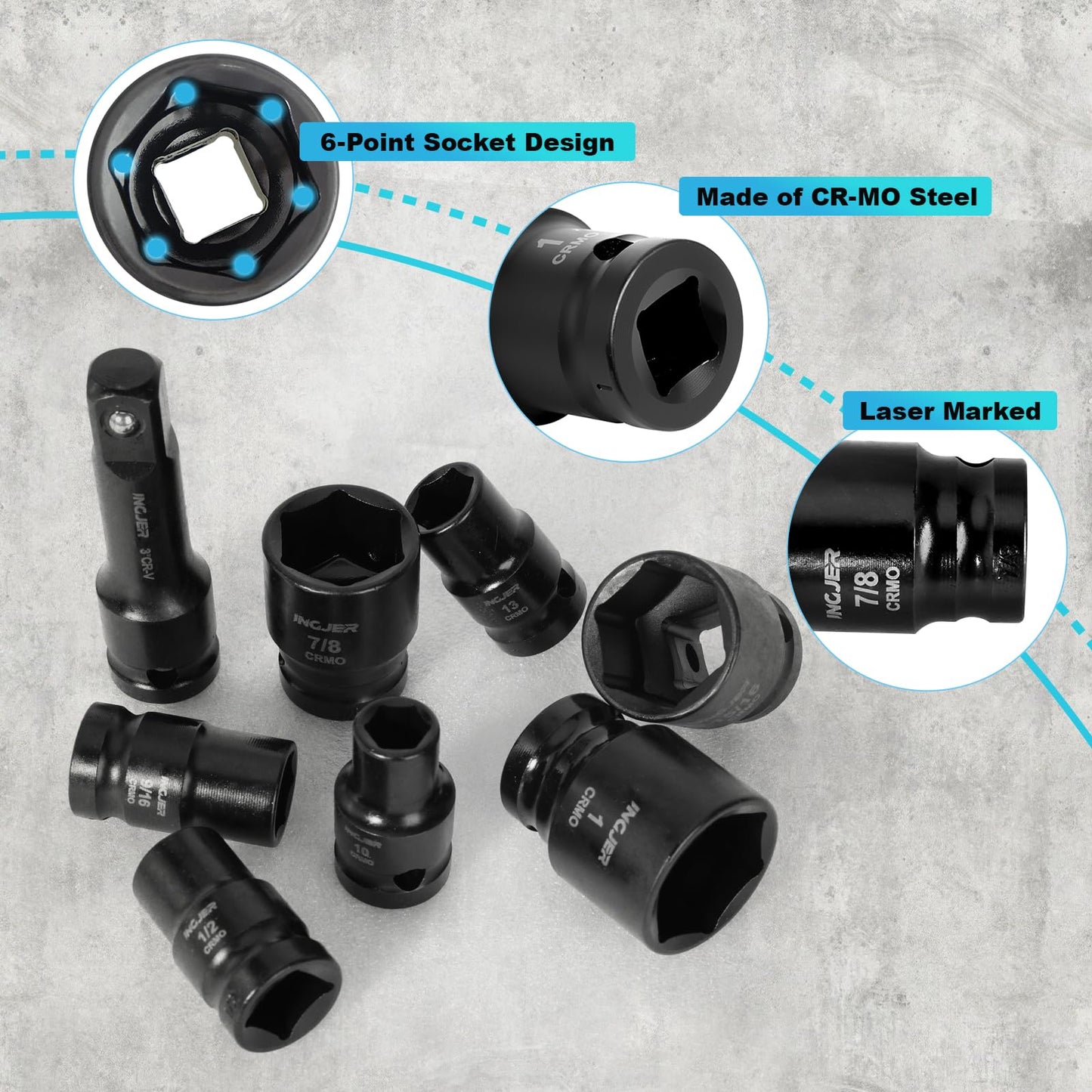 INGJER Drive Impact Socket Set