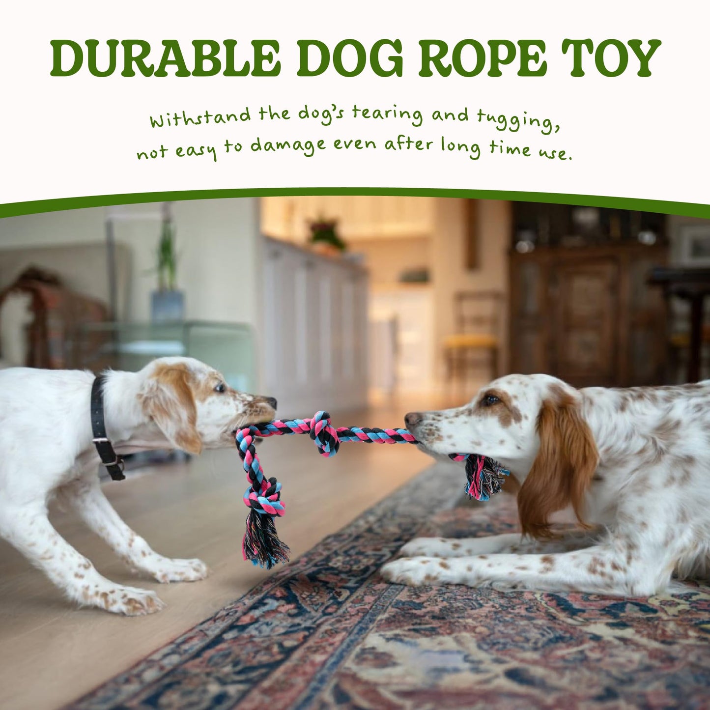 SHARLOVY Large Dog Chew Toys, Tough Dog Toys for Aggressive Chewers Large Breed,Heavy Duty Dental Dog Rope Toys Kit for Medium Dogs,5 Knots Indestructible Dog Toys