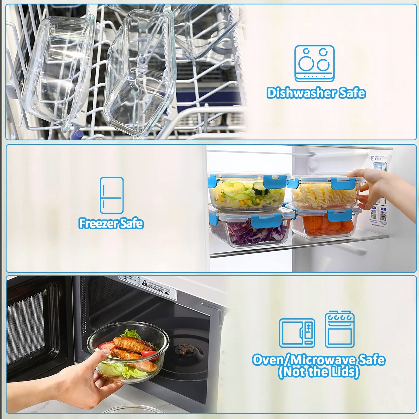 M MCIRCO 30 Pieces Glass Food Storage Containers with Upgraded Snap Locking Lids,Glass Meal Prep Containers Set - Airtight Lunch Containers, Microwave, Oven, Freezer and Dishwasher Friendly