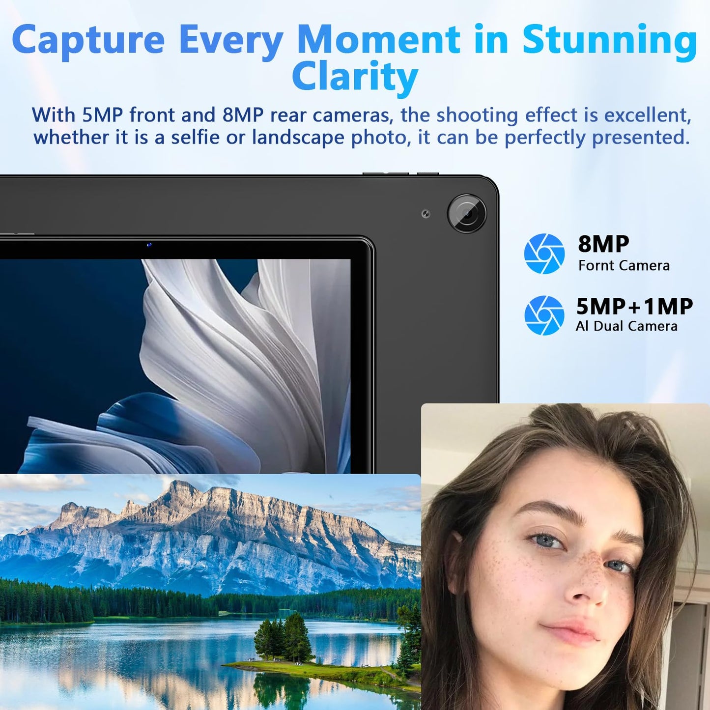Aobante 10 Inch Tablet, Android 15 Tablets with 18GB RAM+128GB ROM(Expand to 1TB), Octa Core 1280 * 800 IPS HD Display, 6000mAh Battery, Dual 5MP+8MP Camera, 5G/2.4G WiFi