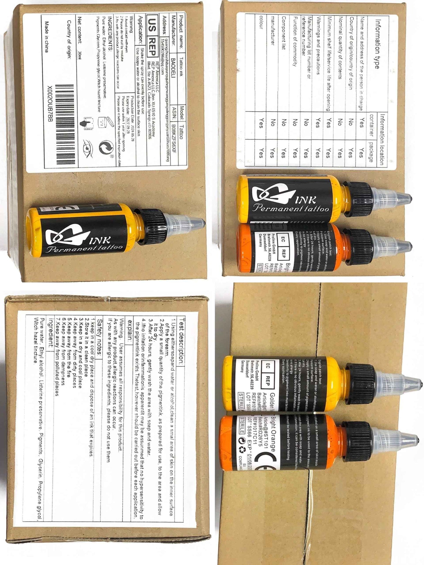 Tattoo Kit 14Pcs Tattoo Ink 14 Colors Set 1 oz 30ml/Bottle Tattoo Inks Pigment Kit for 3D Makeup Beauty Skin Body Art