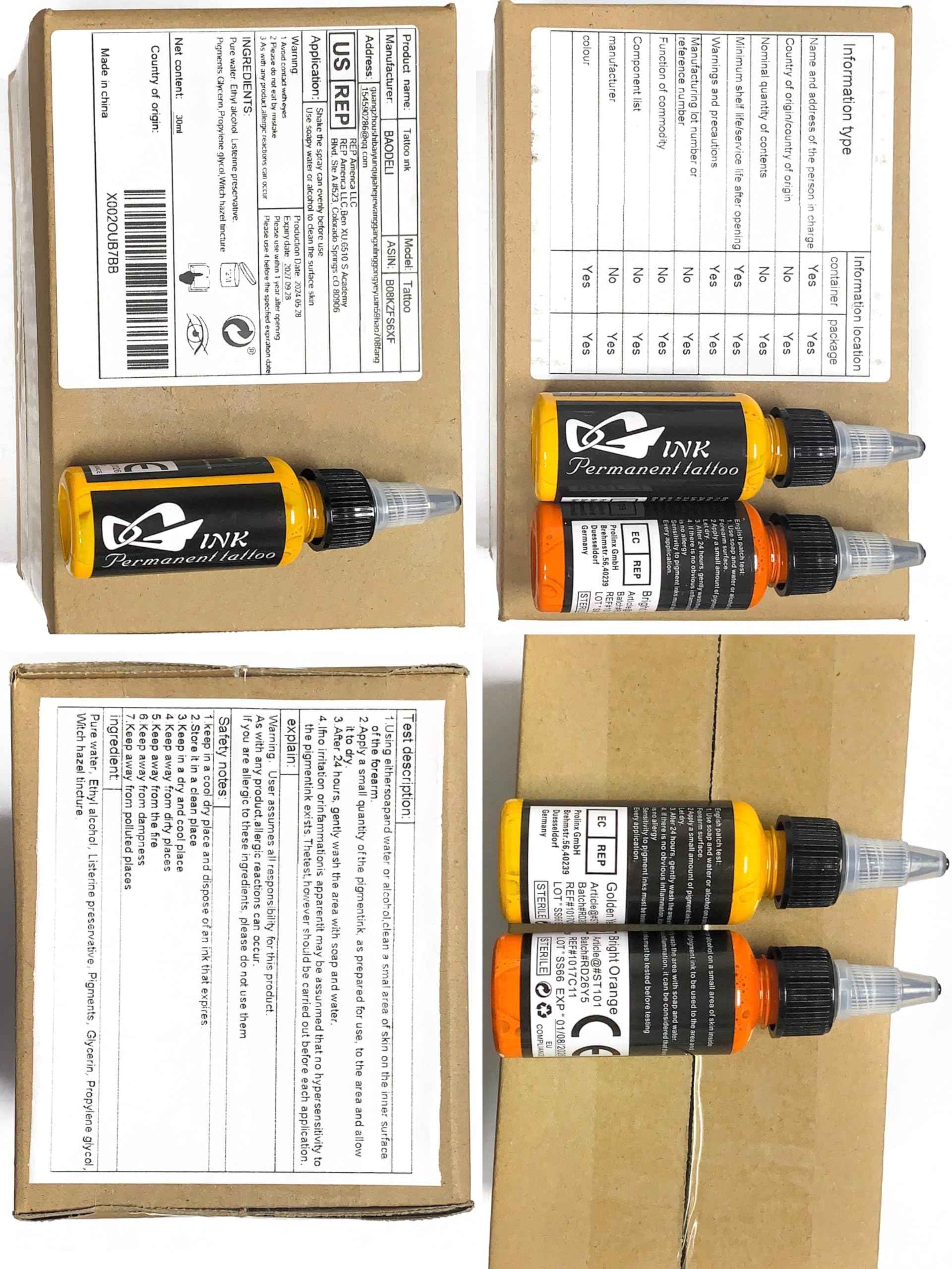 Tattoo Kit 14Pcs Tattoo Ink 14 Colors Set 1 oz 30ml/Bottle Tattoo Inks Pigment Kit for 3D Makeup Beauty Skin Body Art