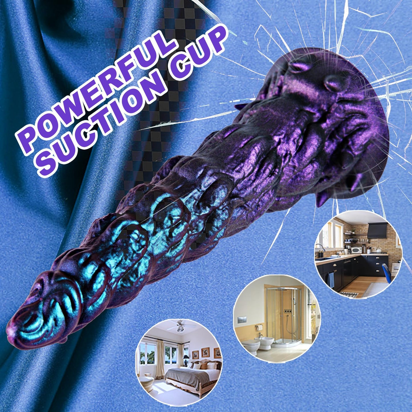 7.3" Small Beginner Ribbed Dildo, Fantasy Anal Silicone Dildo,Alien Cute Tapered Penis with Big Suction Cup for G-Spot, Vaginal & Anal Stimulation,Monster Adult Toy for Men,Women Play