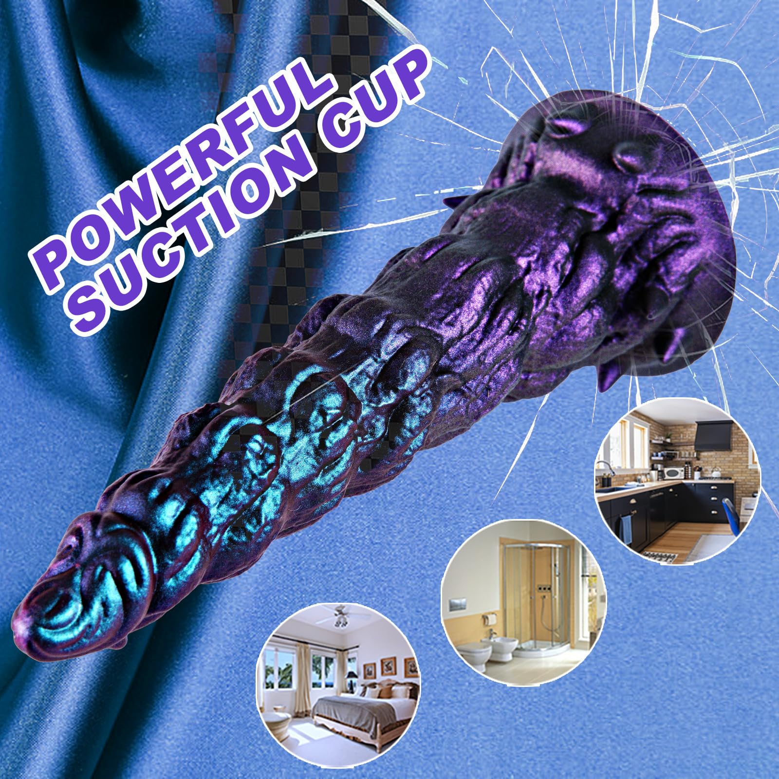 7.3" Small Beginner Ribbed Dildo, Fantasy Anal Silicone Dildo,Alien Cute Tapered Penis with Big Suction Cup for G-Spot, Vaginal & Anal Stimulation,Monster Adult Toy for Men,Women Play