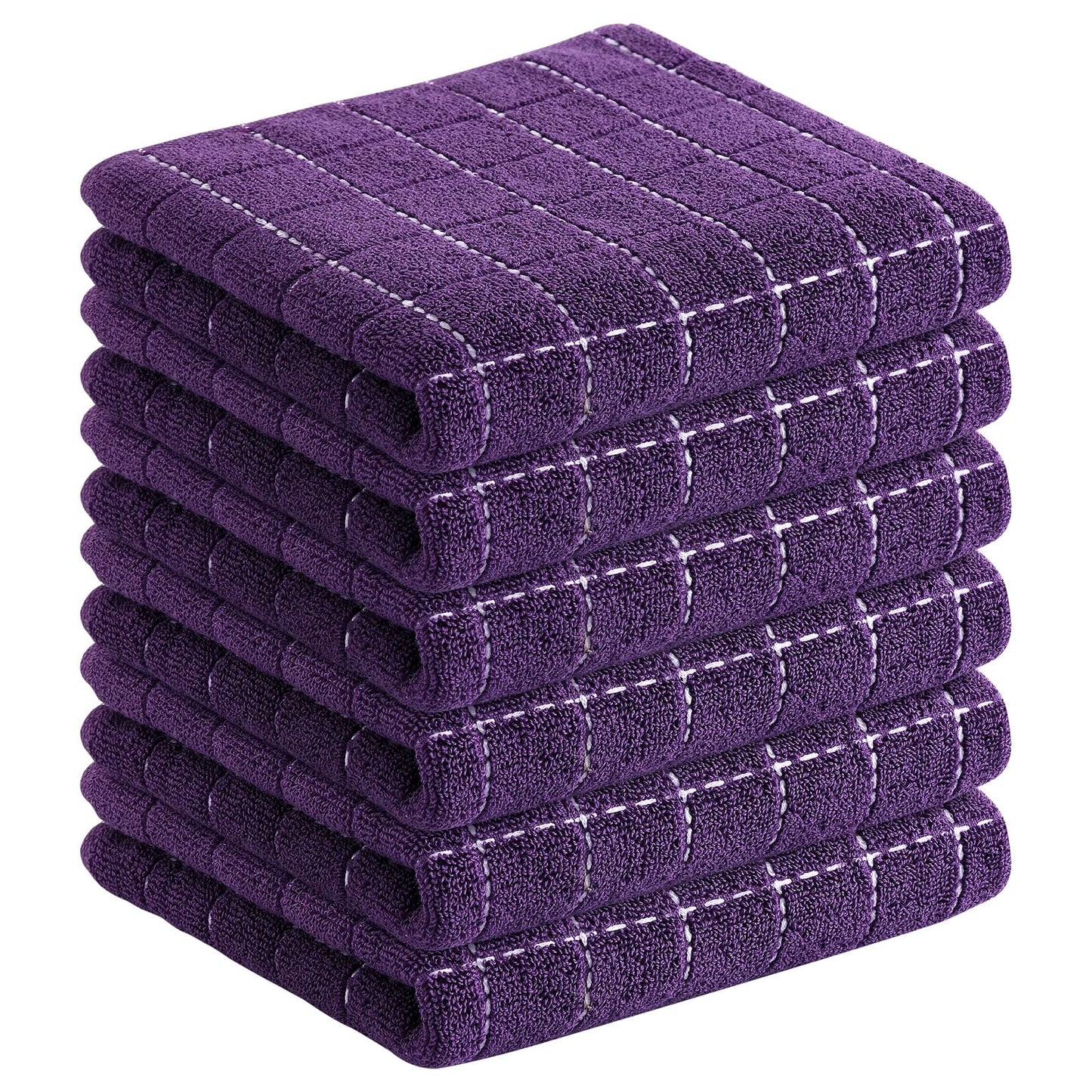 Homaxy 100% Cotton Terrycloth Check Design Dish Cloths & Dish Towels, Soft and Absorbent, Perfect for Kitchen Drying and Washing