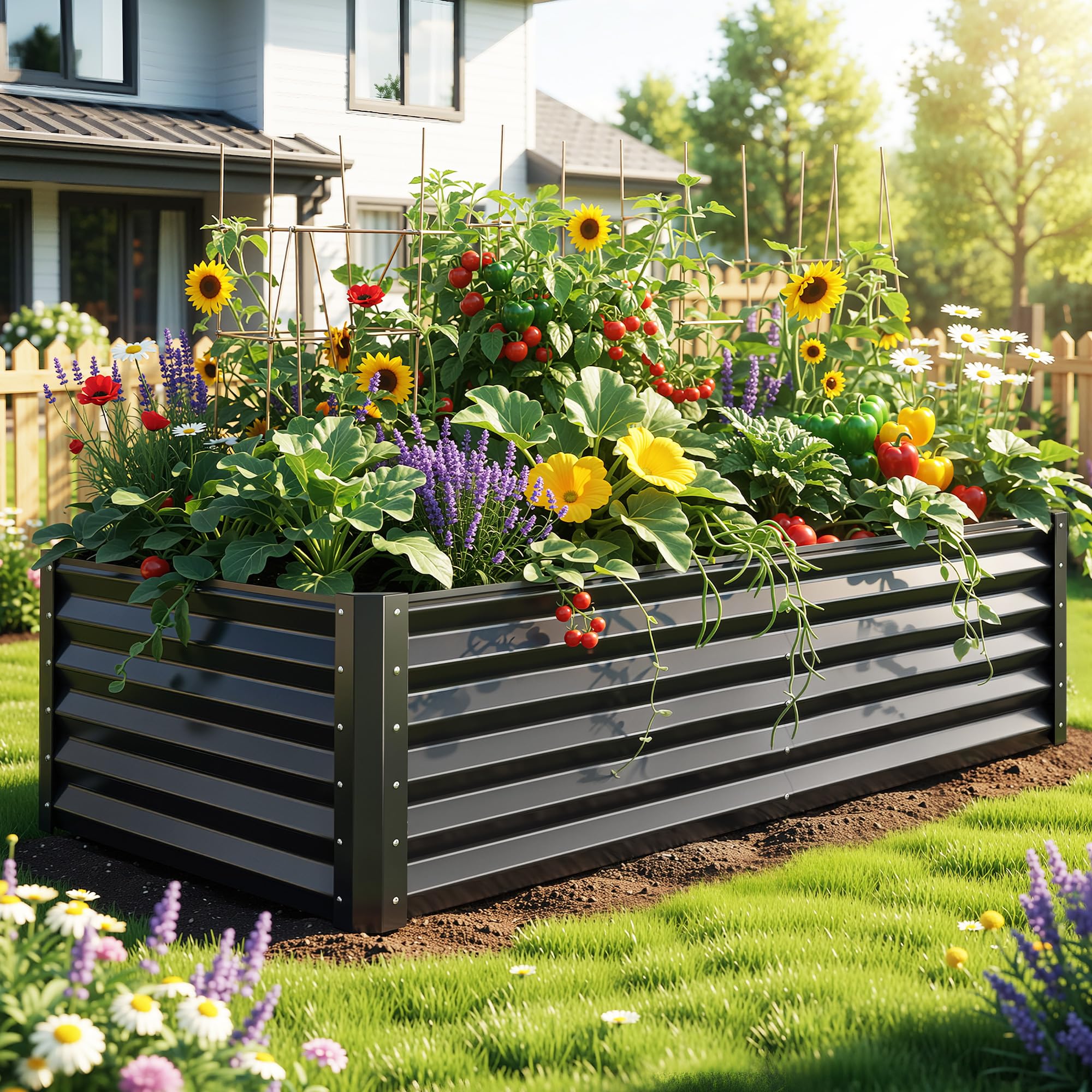 YITAHOME Raised Garden Bed Kit with Gloves, Ground Nails, Support Rod-1
