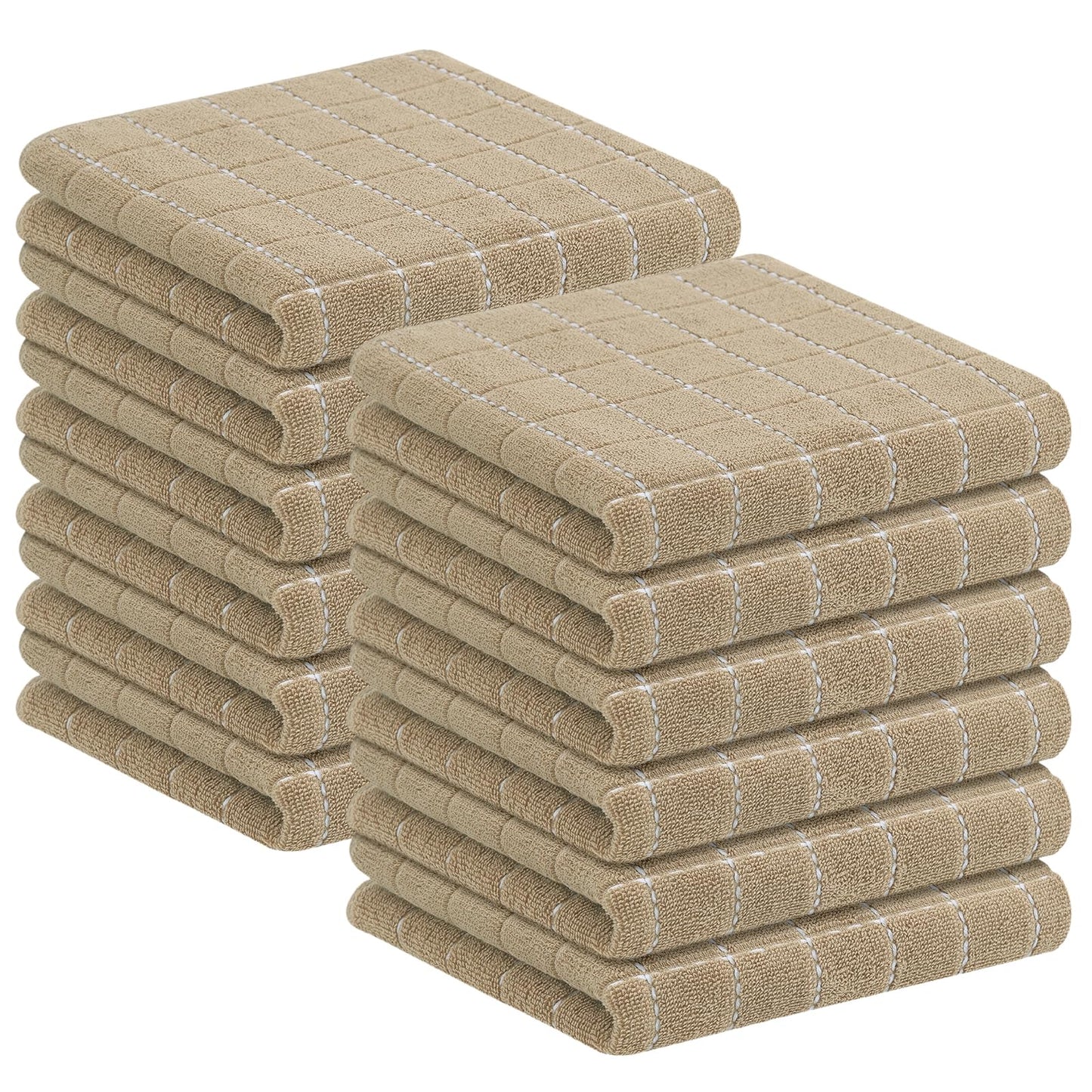 Homaxy 100% Cotton Terrycloth Check Design Dish Cloths & Dish Towels, Soft and Absorbent, Perfect for Kitchen Drying and Washing