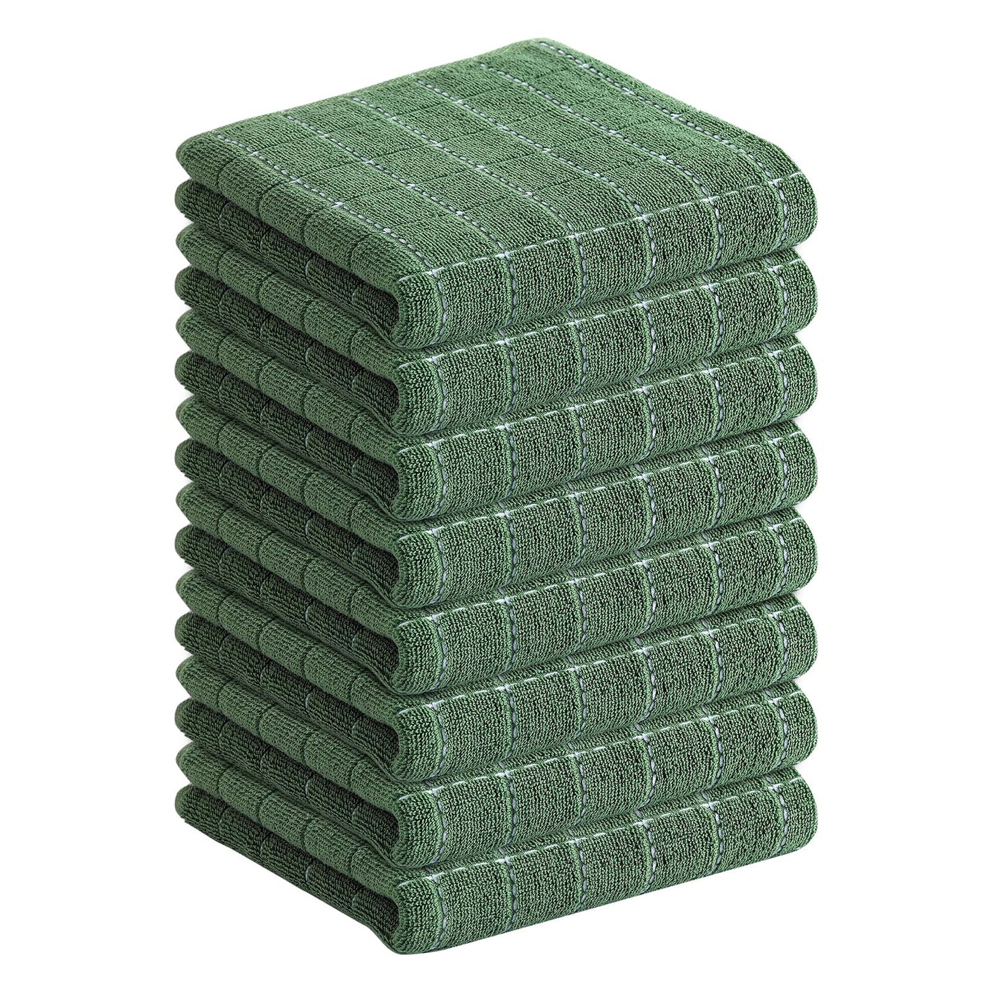 Homaxy 100% Cotton Terrycloth Check Design Dish Cloths & Dish Towels, Soft and Absorbent, Perfect for Kitchen Drying and Washing