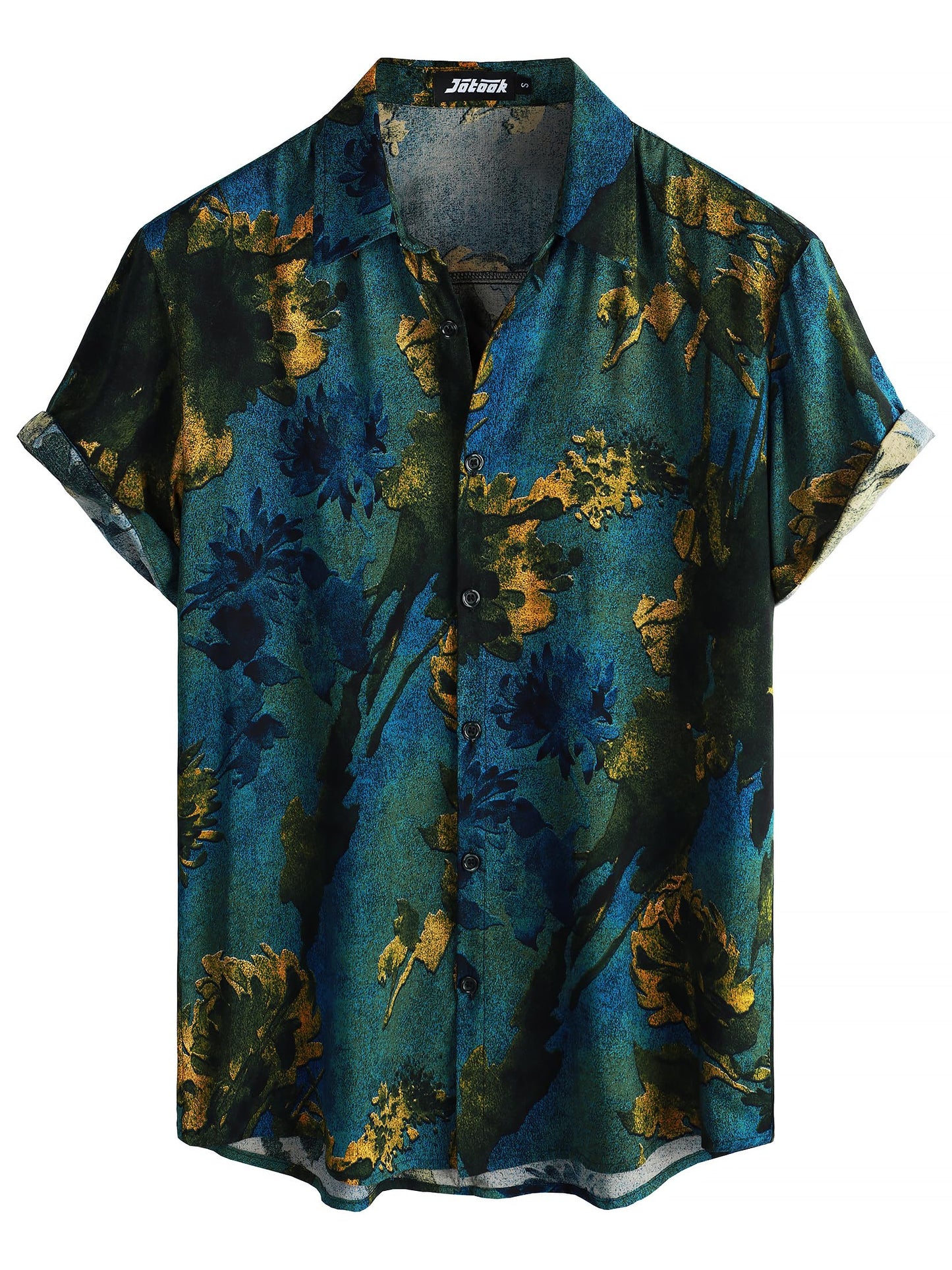 JOTOOK Mens Hawaiian Shirt Short Sleeve Button Down Tropical Shirts Casual Floral Summer Beach Shirt
