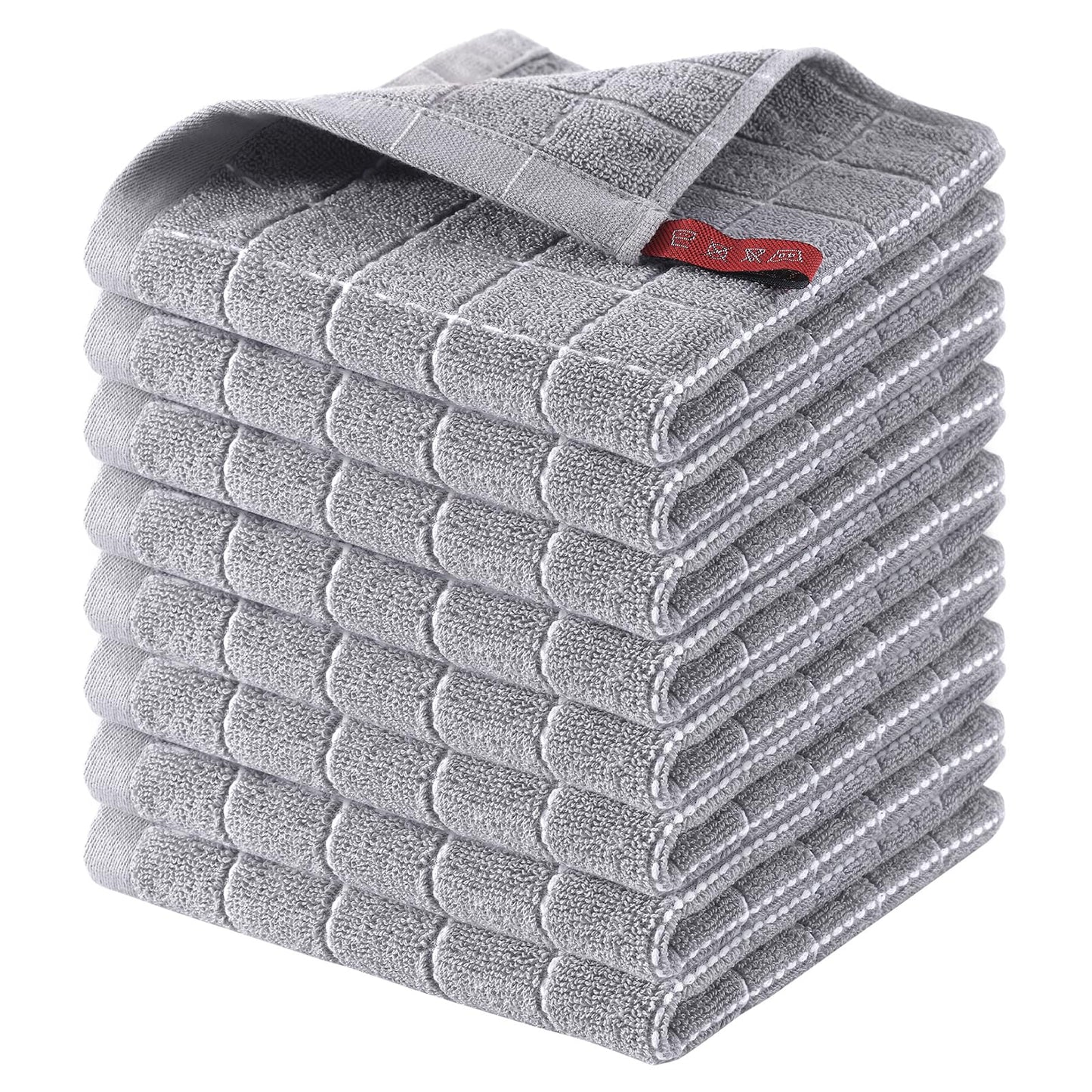 Homaxy 100% Cotton Terrycloth Check Design Dish Cloths & Dish Towels, Soft and Absorbent, Perfect for Kitchen Drying and Washing
