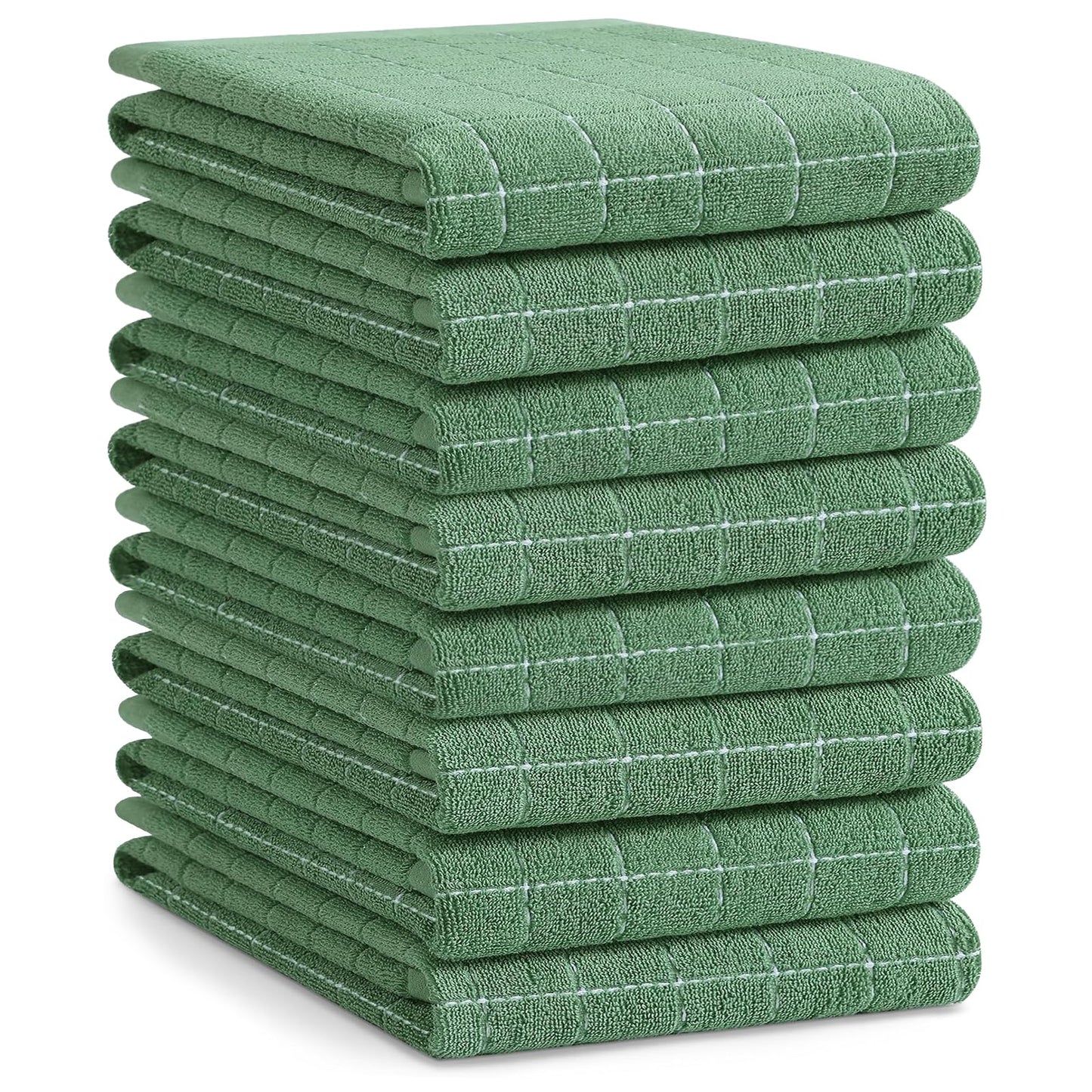 Homaxy 100% Cotton Terrycloth Check Design Dish Cloths & Dish Towels, Soft and Absorbent, Perfect for Kitchen Drying and Washing
