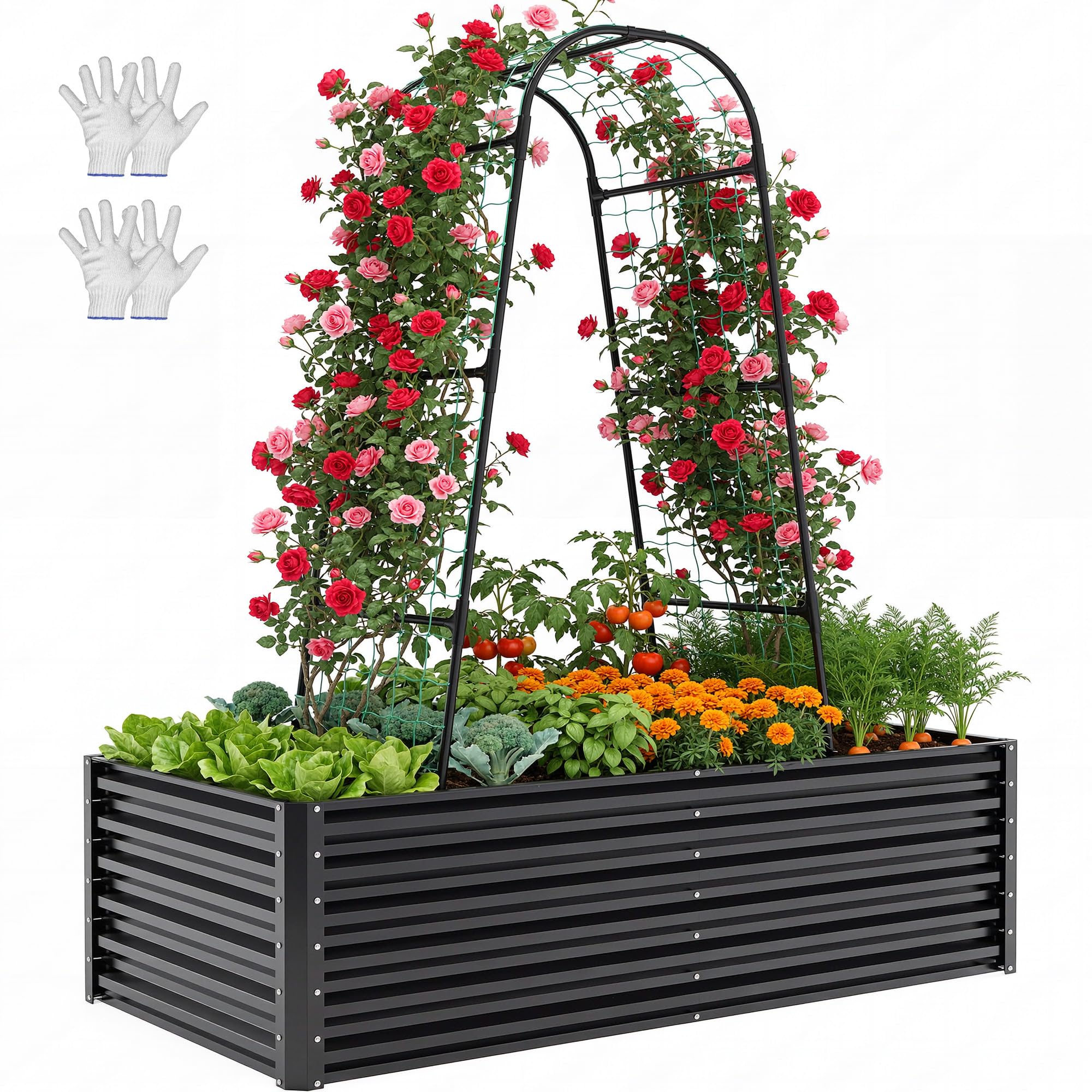 YITAHOME Raised Garden Bed Kit with Gloves, Ground Nails, Support Rod-1