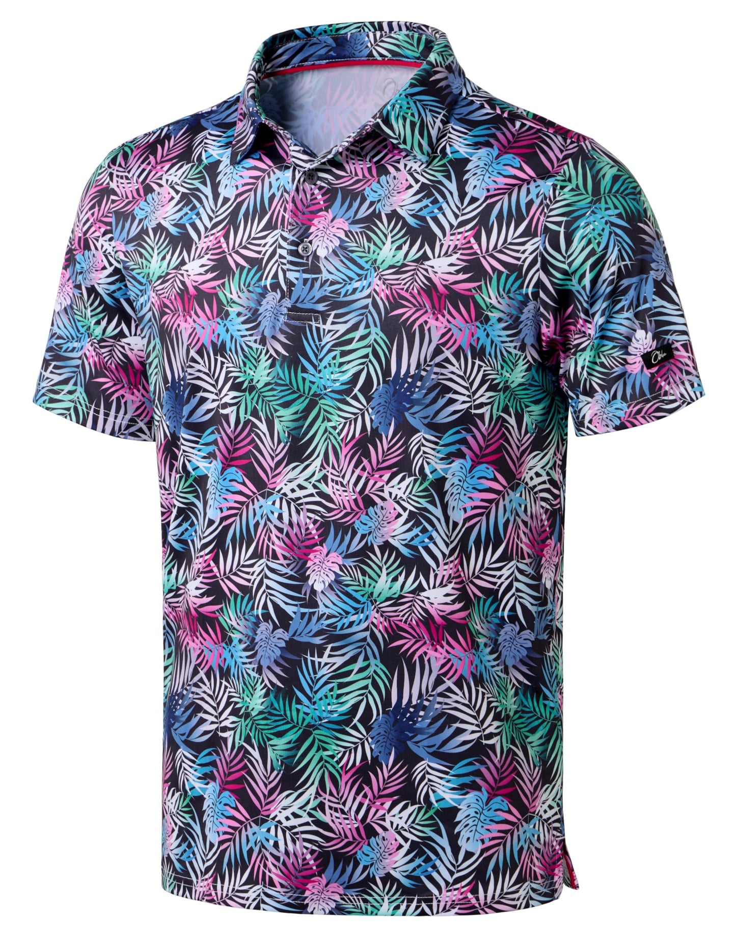 Obla Mens Golf Polo Shirts Short Sleeve Dry Fit Performance Moisture Wicking Casual Print Collared Golf Shirts for Men