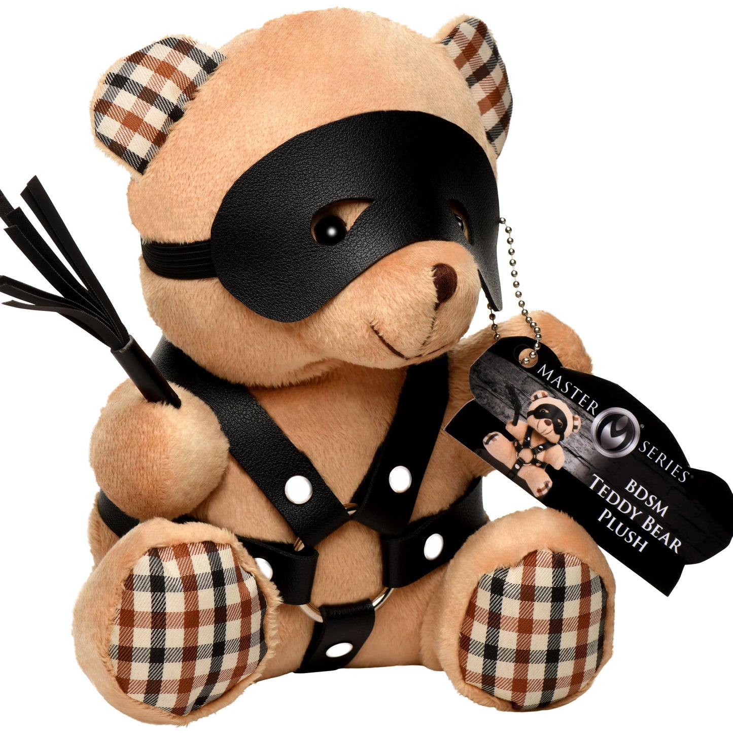 Master Series BDSM Bear for Men, Women & Couples. Soft, BDSM Themed Teddy Bear Stuffed Animal Medium. Cute and Sexy Gift. 1 Piece, Beige and Black.