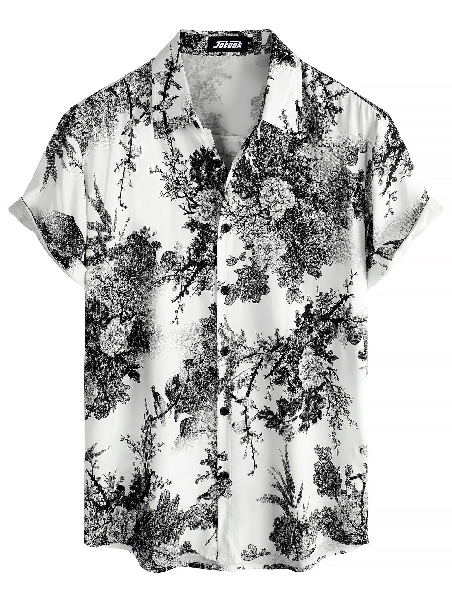 JOTOOK Mens Hawaiian Shirt Short Sleeve Button Down Tropical Shirts Casual Floral Summer Beach Shirt