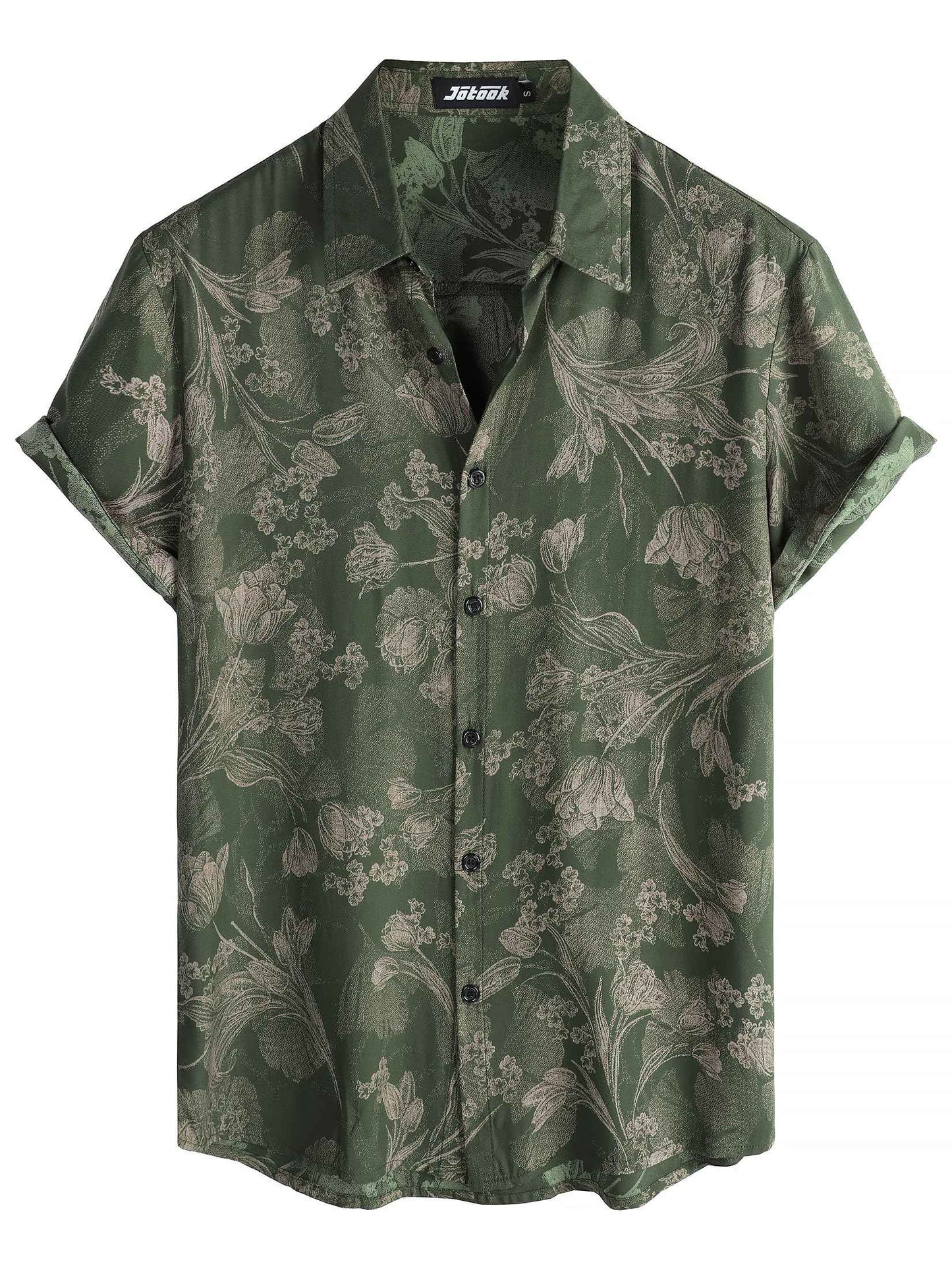 JOTOOK Mens Hawaiian Shirt Short Sleeve Button Down Tropical Shirts Casual Floral Summer Beach Shirt