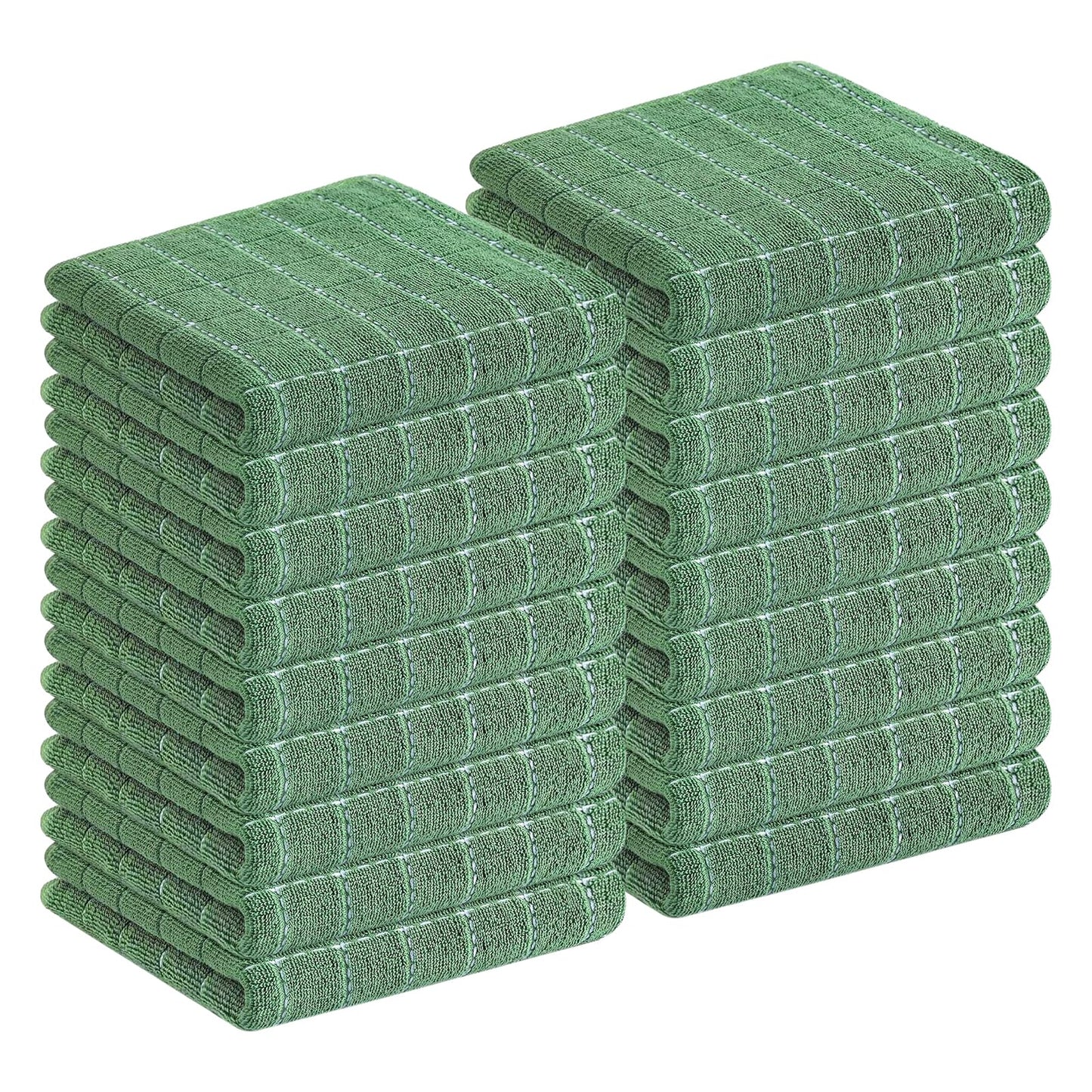 Homaxy 100% Cotton Terrycloth Check Design Dish Cloths & Dish Towels, Soft and Absorbent, Perfect for Kitchen Drying and Washing