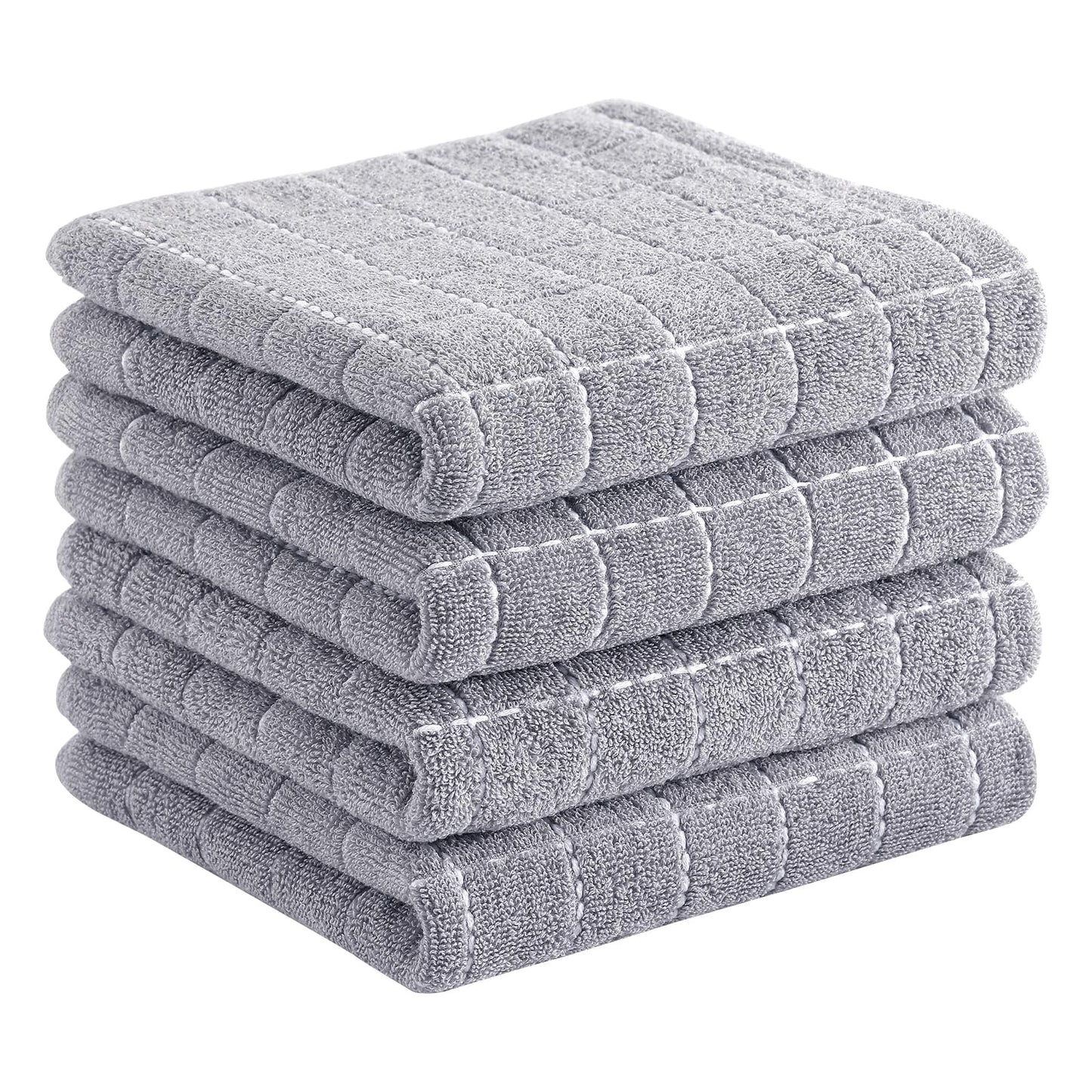 Homaxy 100% Cotton Terrycloth Check Design Dish Cloths & Dish Towels, Soft and Absorbent, Perfect for Kitchen Drying and Washing