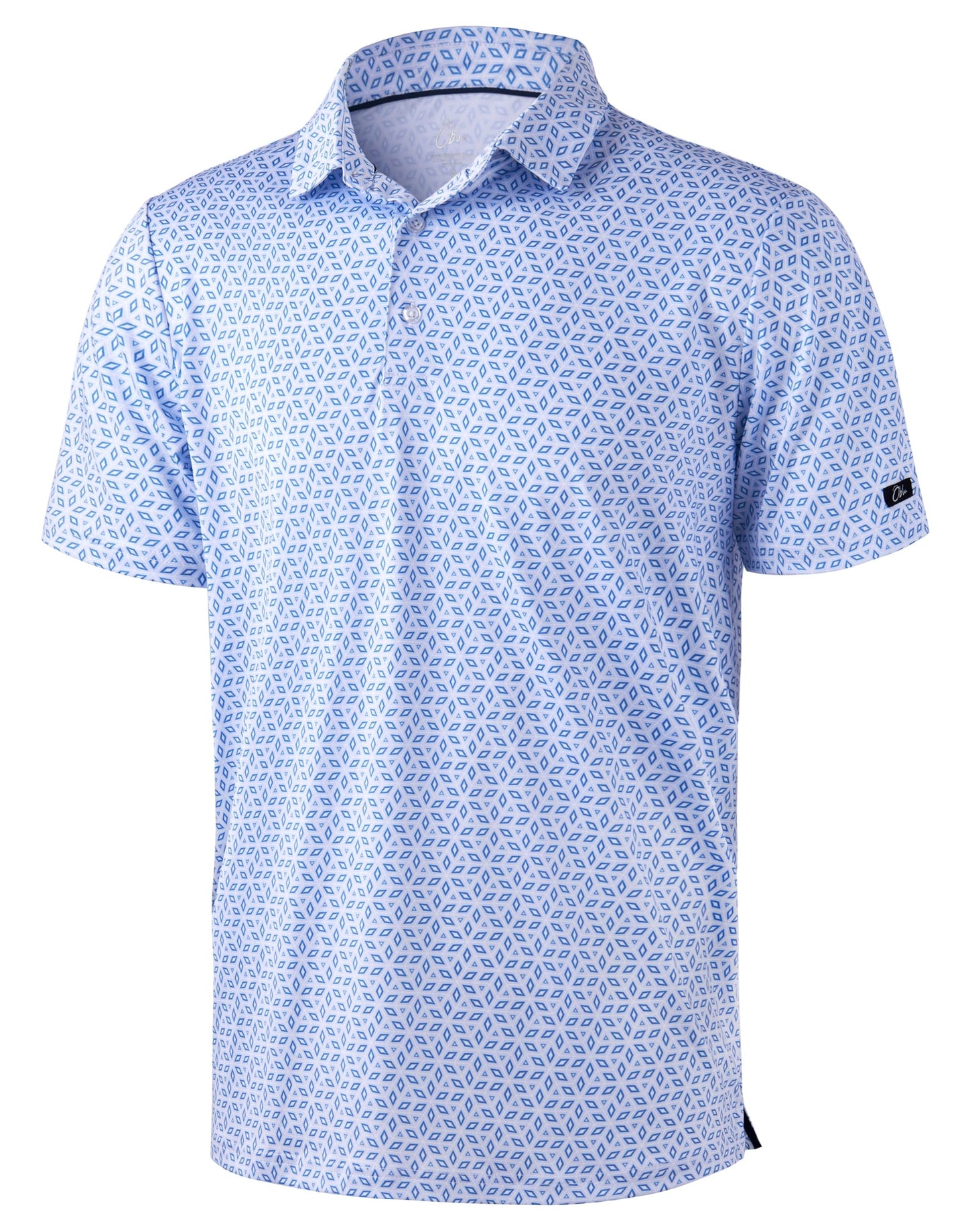 Obla Mens Golf Polo Shirts Short Sleeve Dry Fit Performance Moisture Wicking Casual Print Collared Golf Shirts for Men