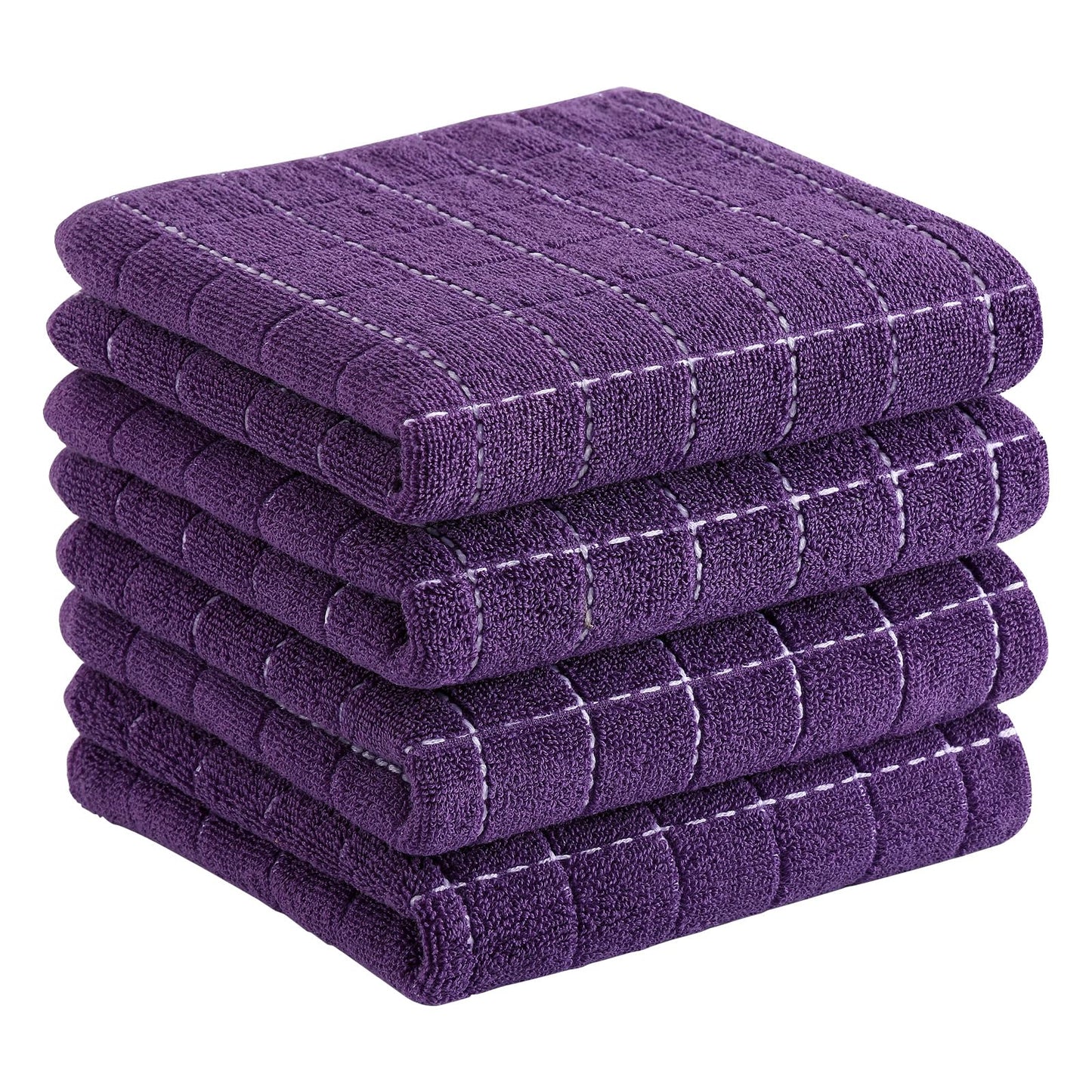 Homaxy 100% Cotton Terrycloth Check Design Dish Cloths & Dish Towels, Soft and Absorbent, Perfect for Kitchen Drying and Washing