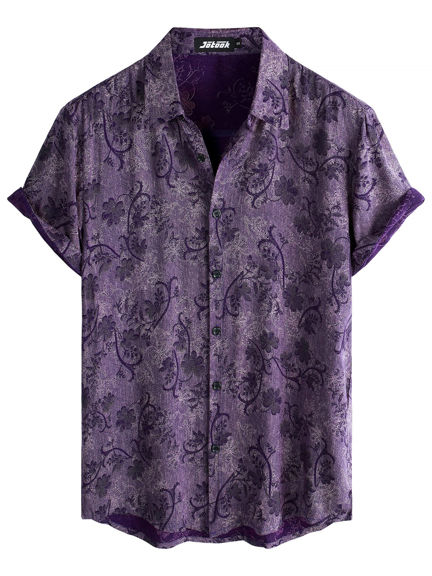JOTOOK Mens Hawaiian Shirt Short Sleeve Button Down Tropical Shirts Casual Floral Summer Beach Shirt