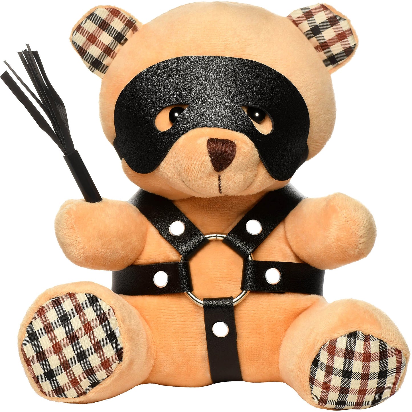 Master Series BDSM Bear for Men, Women & Couples. Soft, BDSM Themed Teddy Bear Stuffed Animal Medium. Cute and Sexy Gift. 1 Piece, Beige and Black.