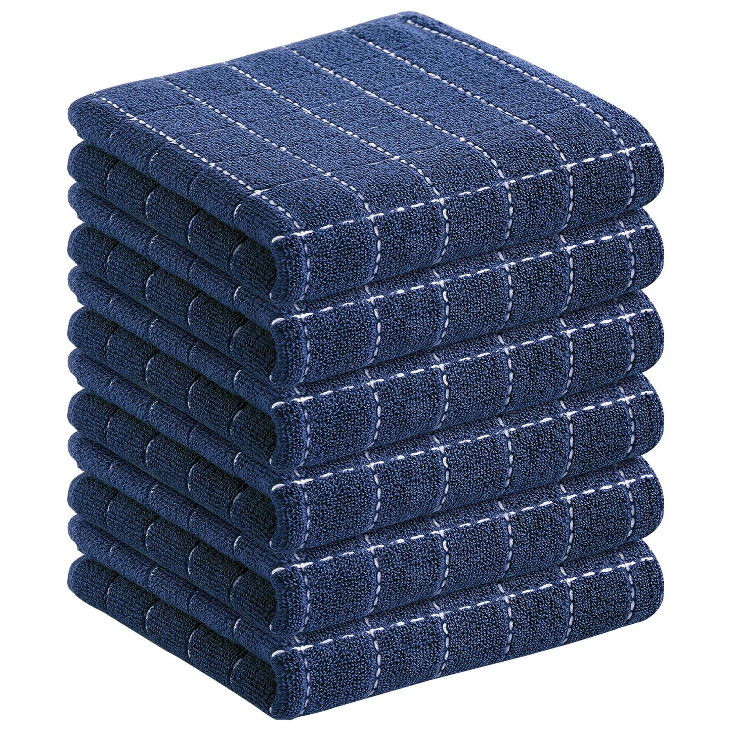 Homaxy 100% Cotton Terrycloth Check Design Dish Cloths & Dish Towels, Soft and Absorbent, Perfect for Kitchen Drying and Washing