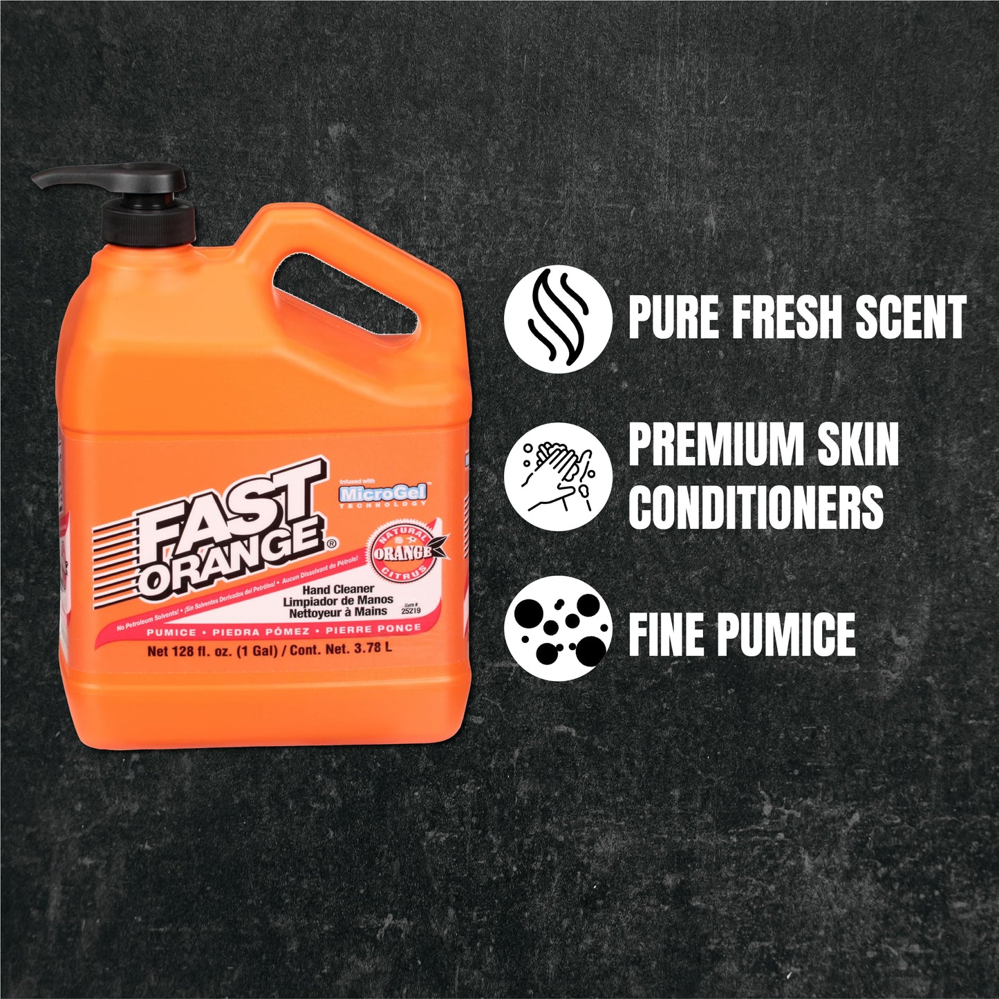 Permatex 25219-4PK Fast Orange Pumice Lotion Hand Cleaner with Pump, Smoothening, 1 Gallon (Pack of 4)