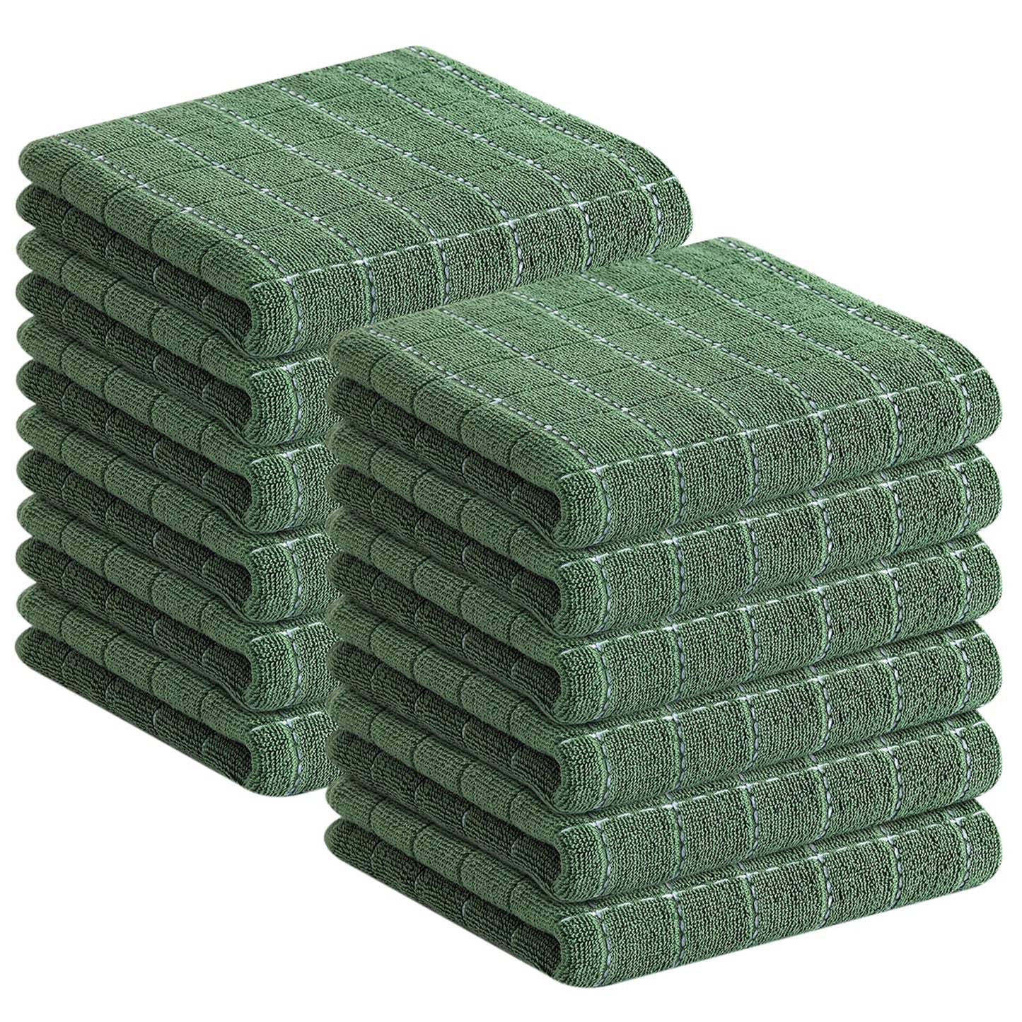 Homaxy 100% Cotton Terrycloth Check Design Dish Cloths & Dish Towels, Soft and Absorbent, Perfect for Kitchen Drying and Washing
